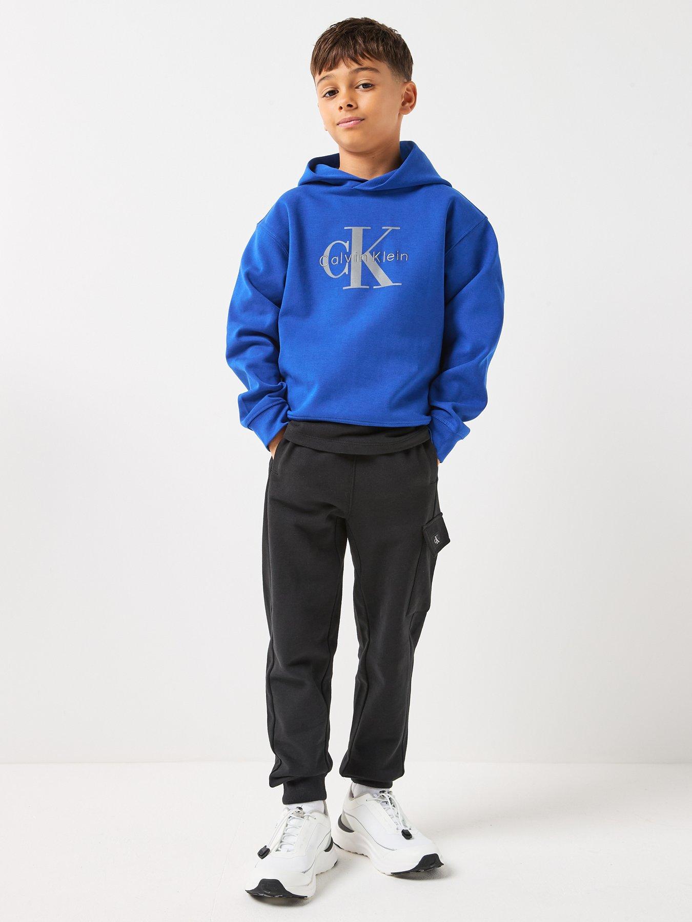 Image 3 of 6 of Calvin Klein Jeans Boys Light Monologo Hoodie - Blue