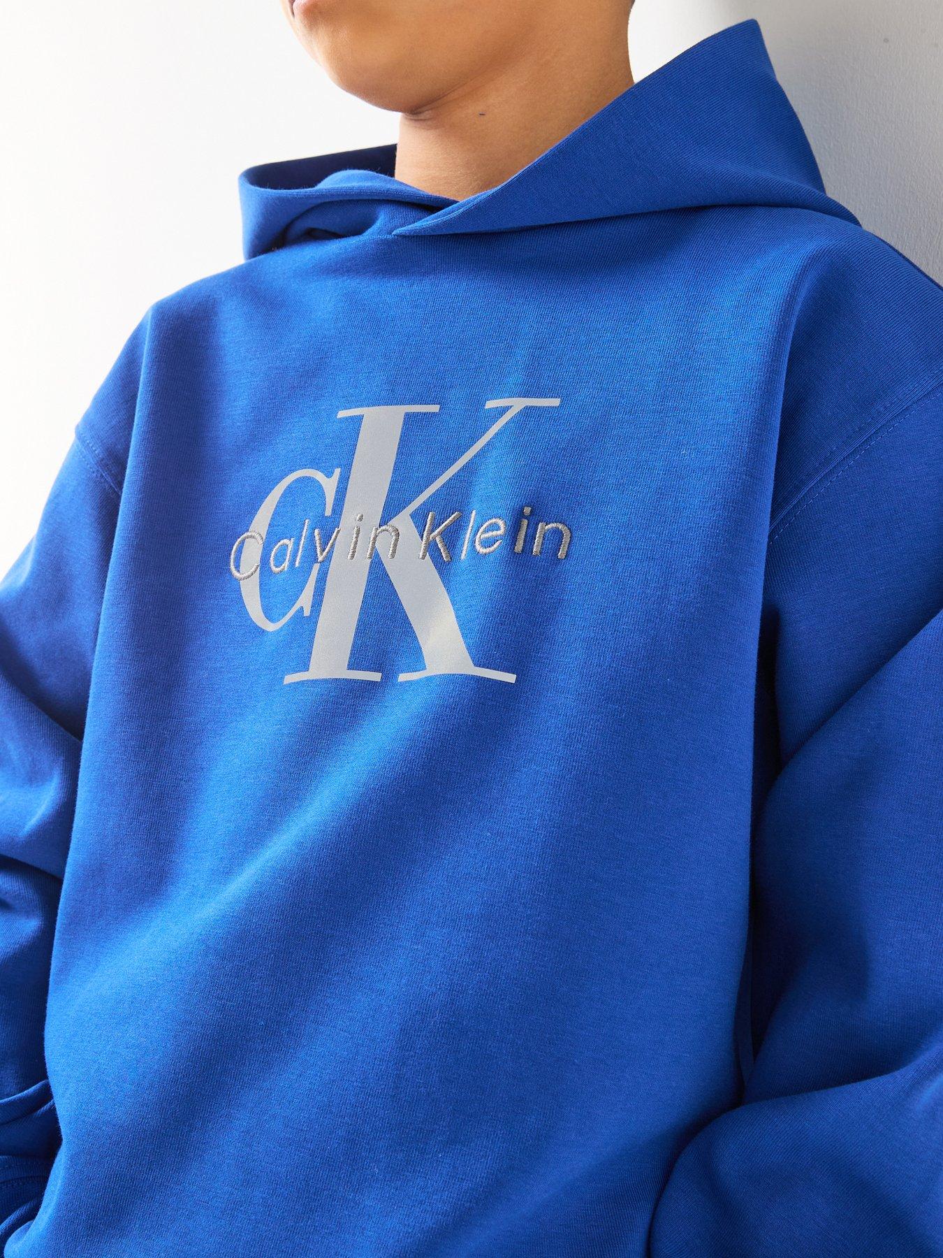 Image 4 of 6 of Calvin Klein Jeans Boys Light Monologo Hoodie - Blue