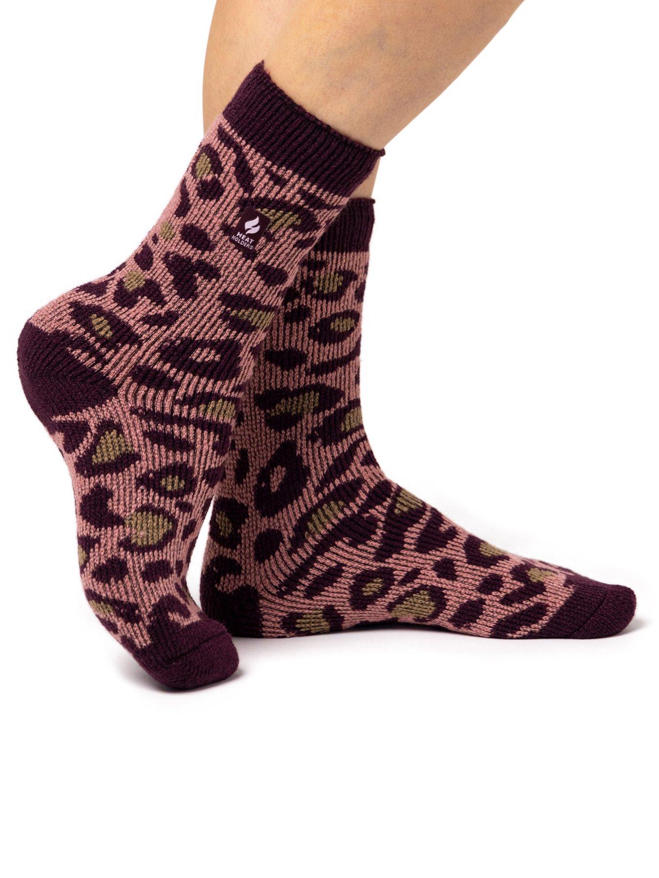 Heat Holders Jacquard Animal Print Crew Length Socks, Multi, Women