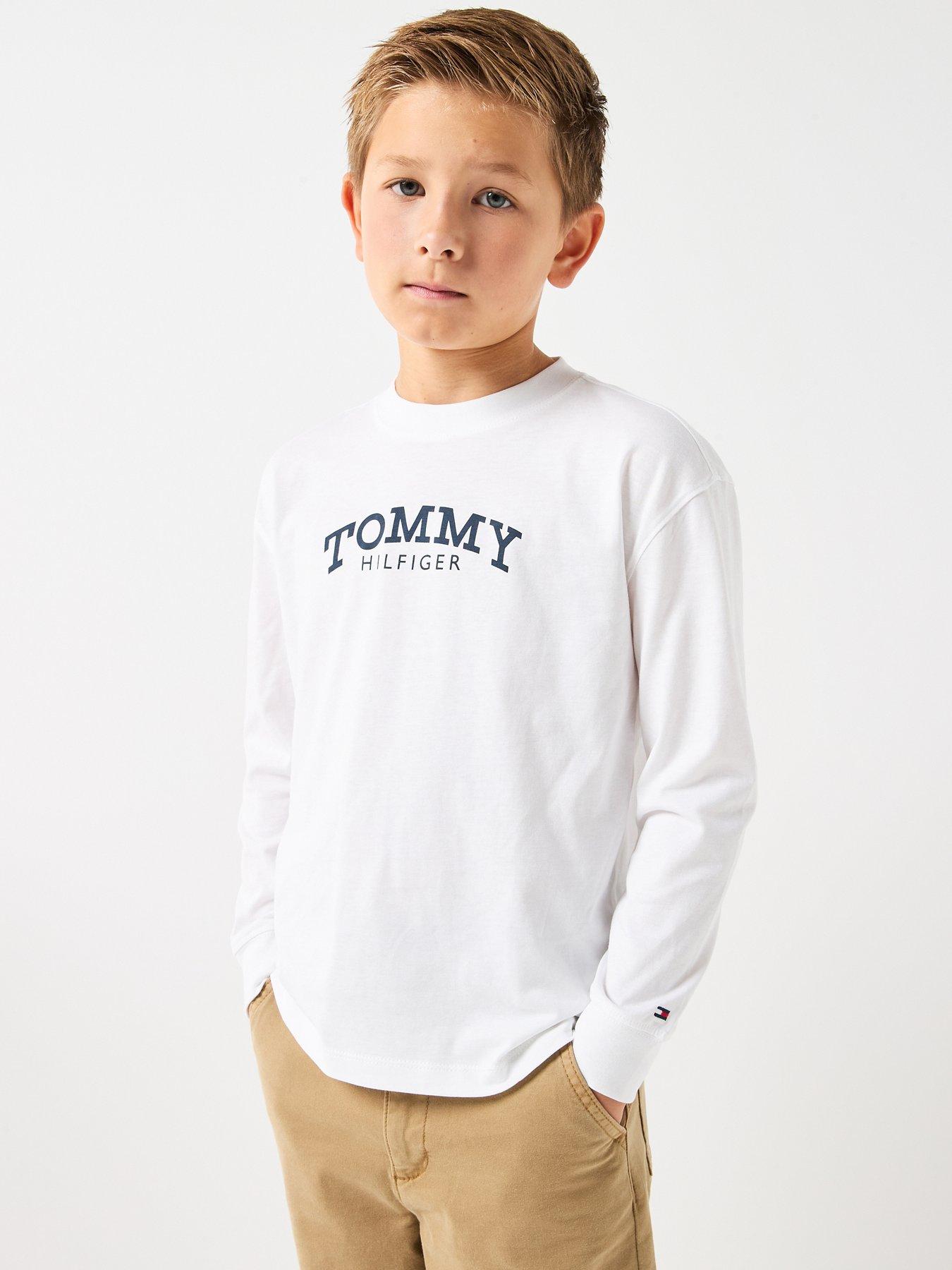 Tommy Hilfiger Boys Monotype Print Long Sleeve T-Shirt - White