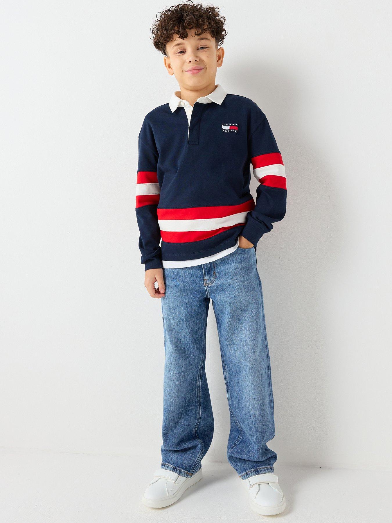 Tommy Hilfiger Boys Heritage Flag Baggy Worker Jeans - Blue