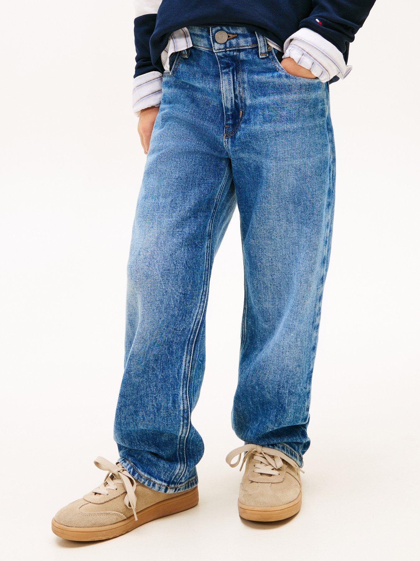 Tommy Hilfiger Boys Heritage Flag Baggy Worker Jeans - Blue