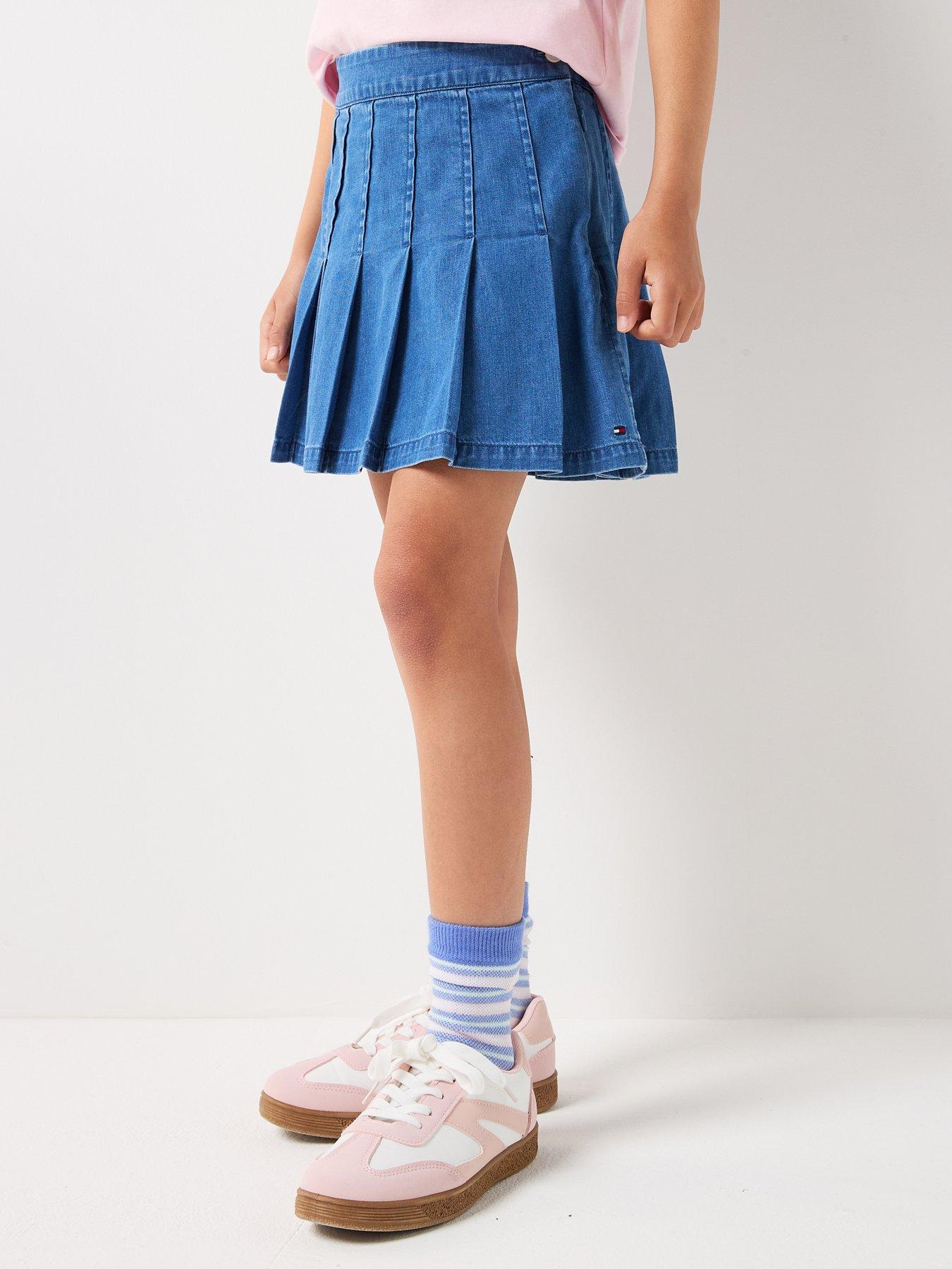 Tommy Hilfiger Girls Pleated Skirt - Blue