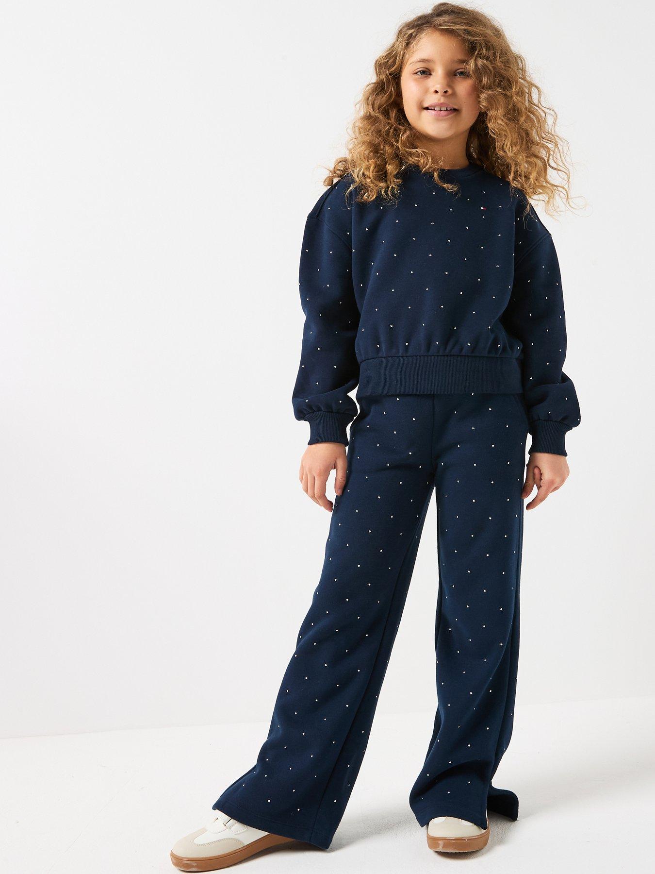 Tommy Hilfiger: Girls Festive Stud Sweatpants - Navy