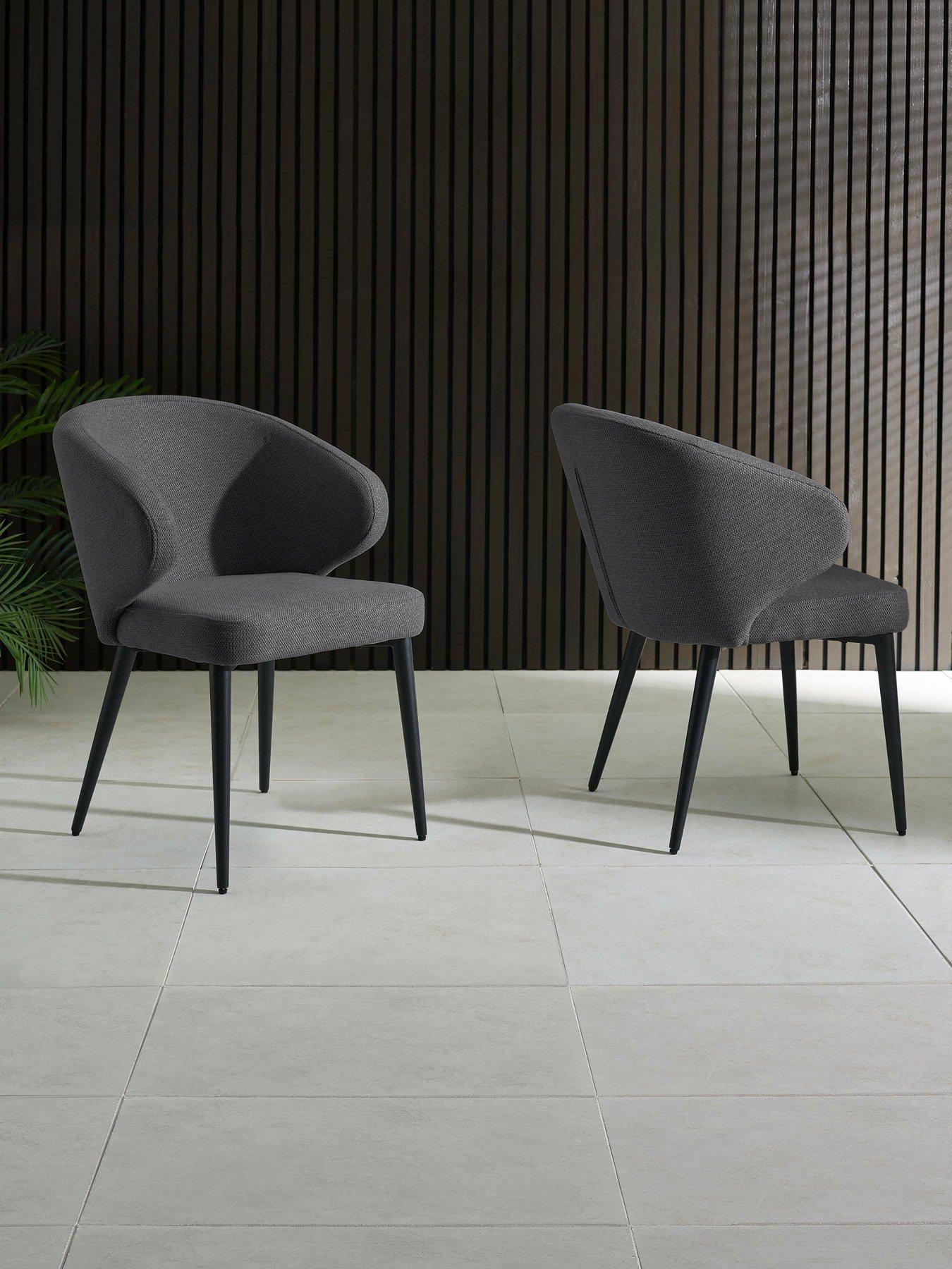 undefined Set Of 2 Marcus Dining Chairs - Dark Grey