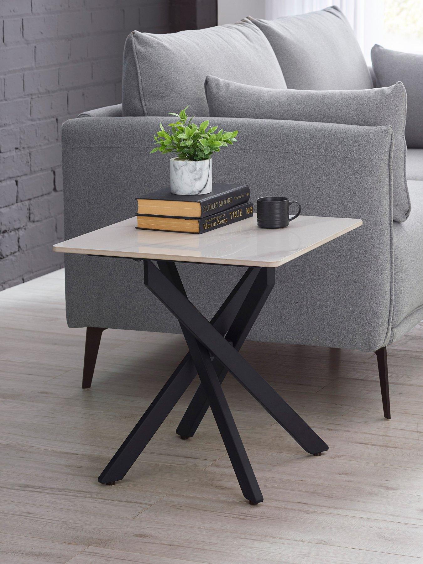 Julian Bowen Bradley White Marble Lamp Table