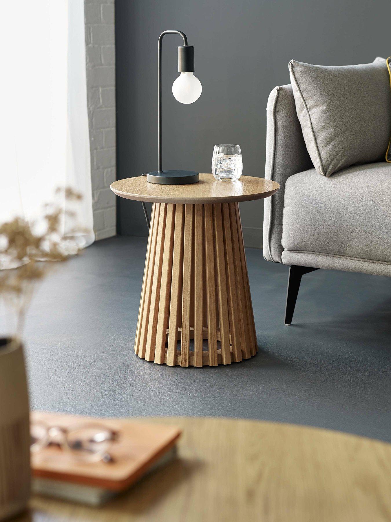 undefined Ollie Slatted Lamp Table - Natural Oak