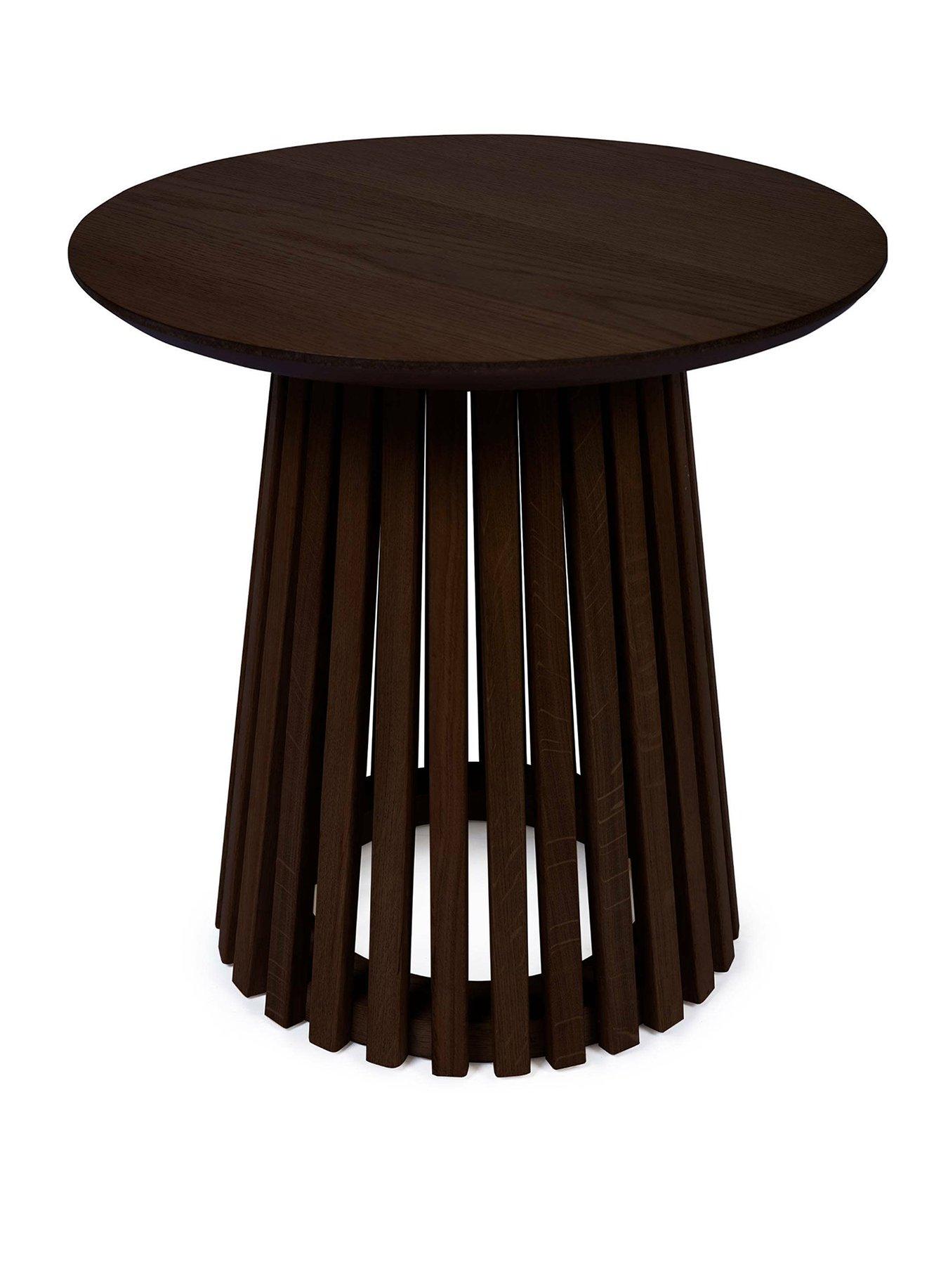 Image 2 of 4 of Julian Bowen Ollie Slatted Round&nbsp;Lamp Table - Cocoa Oak