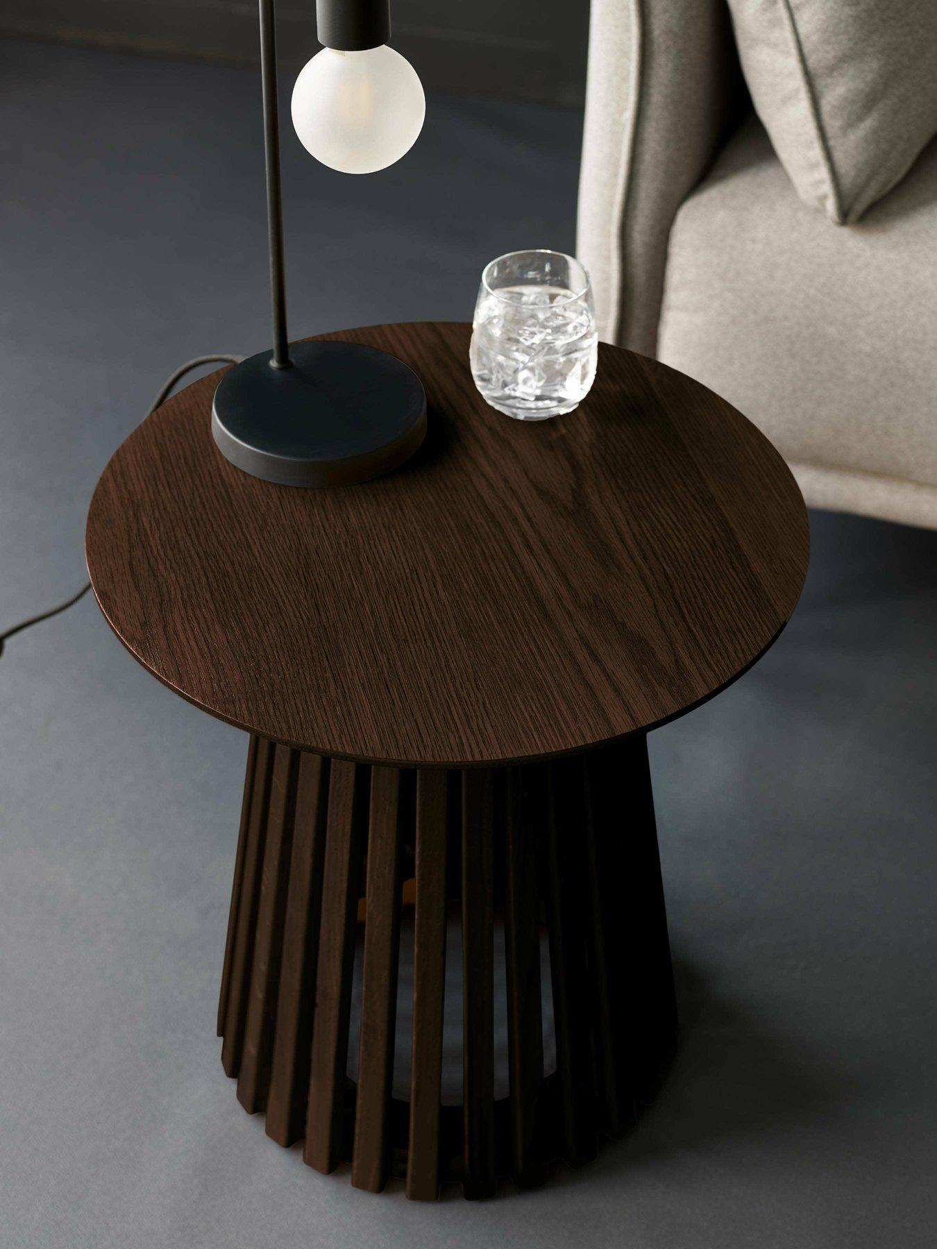 Image 3 of 4 of Julian Bowen Ollie Slatted Round&nbsp;Lamp Table - Cocoa Oak