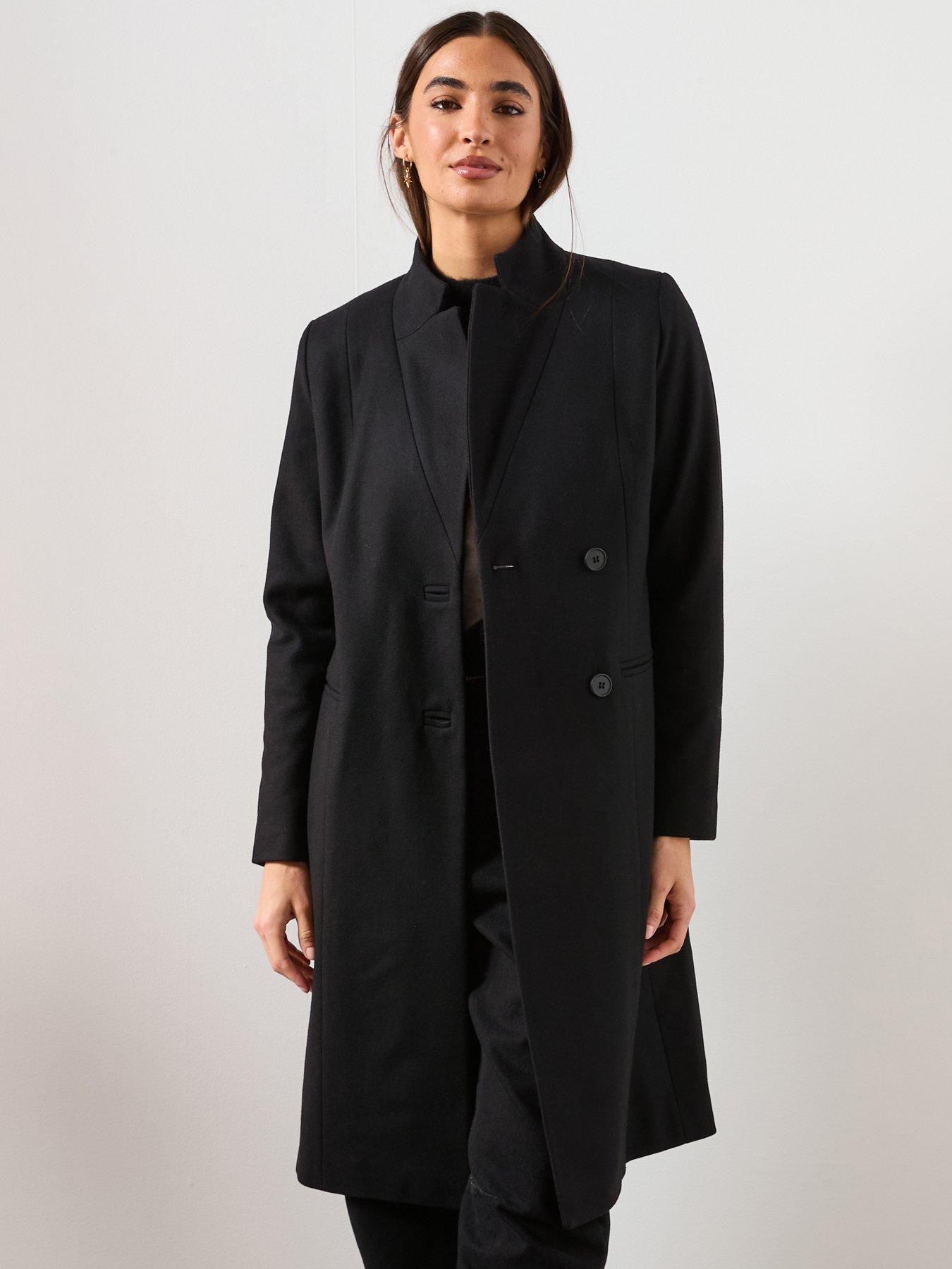 AllSaints Sidney Wool Cashmere Blend Tailored Coat - Black