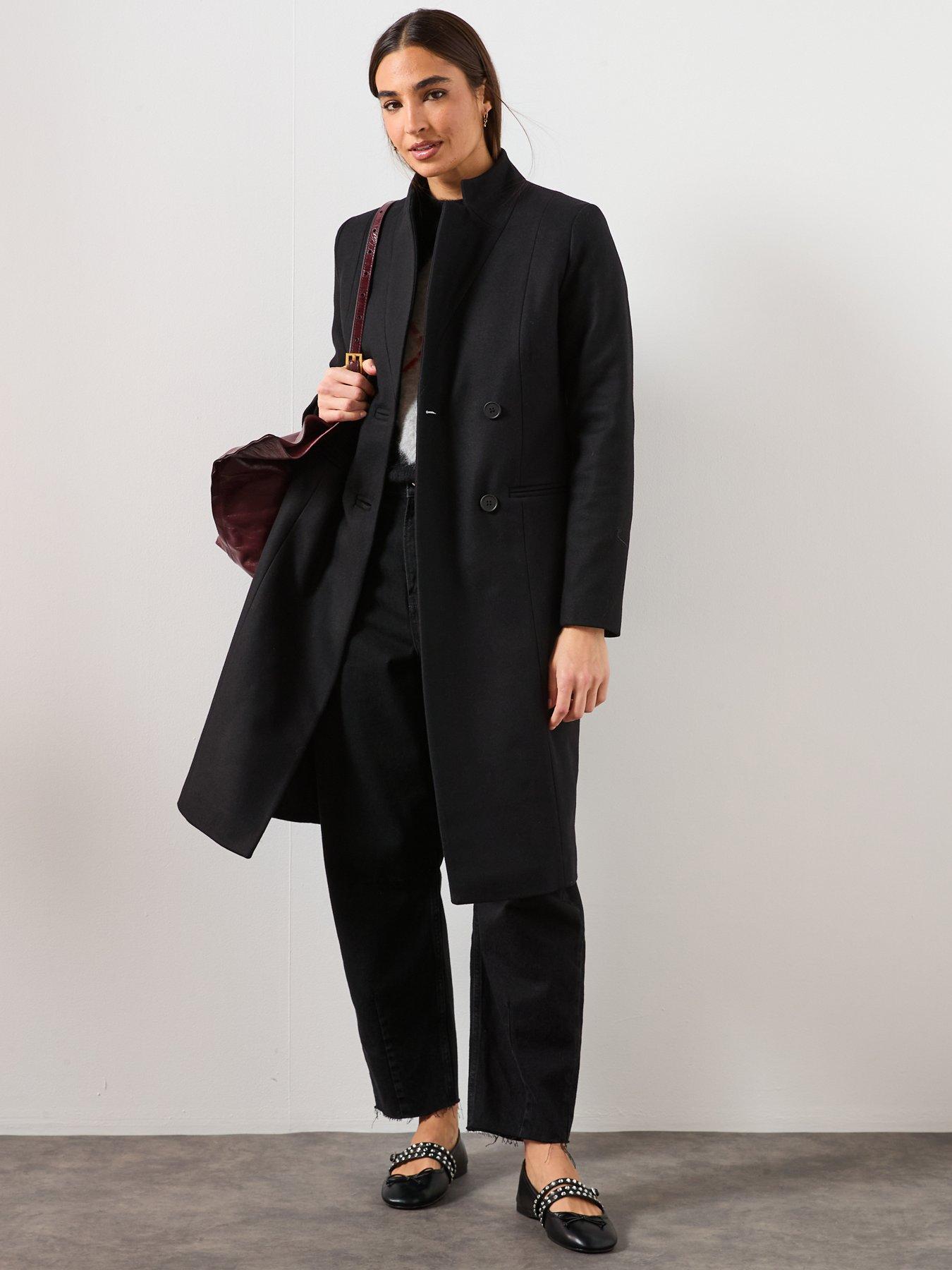 AllSaints Sidney Wool Cashmere Blend Tailored Coat - Black | Very