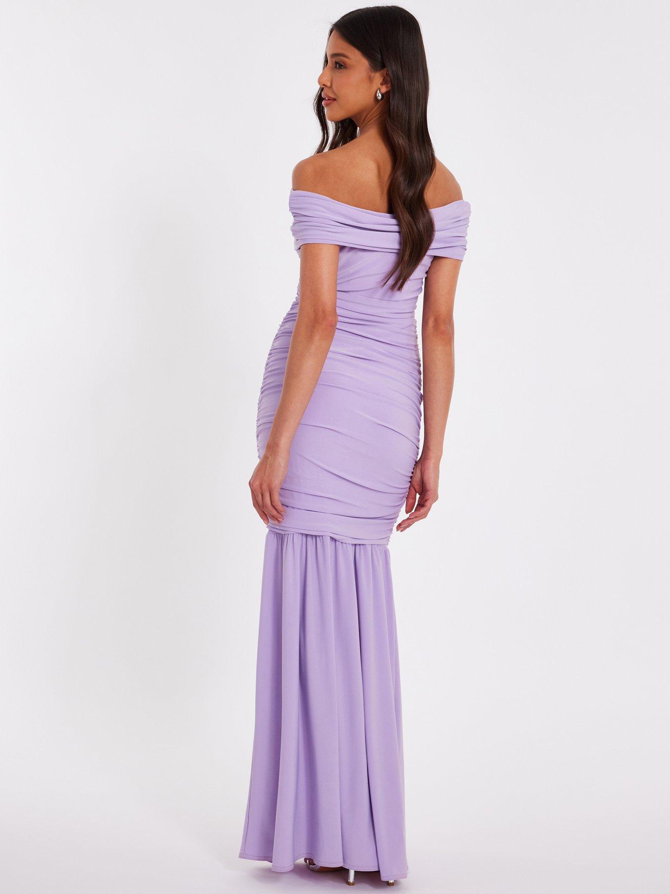 Quiz Lilac Bardot Drop Waist Maxi Dress | Very