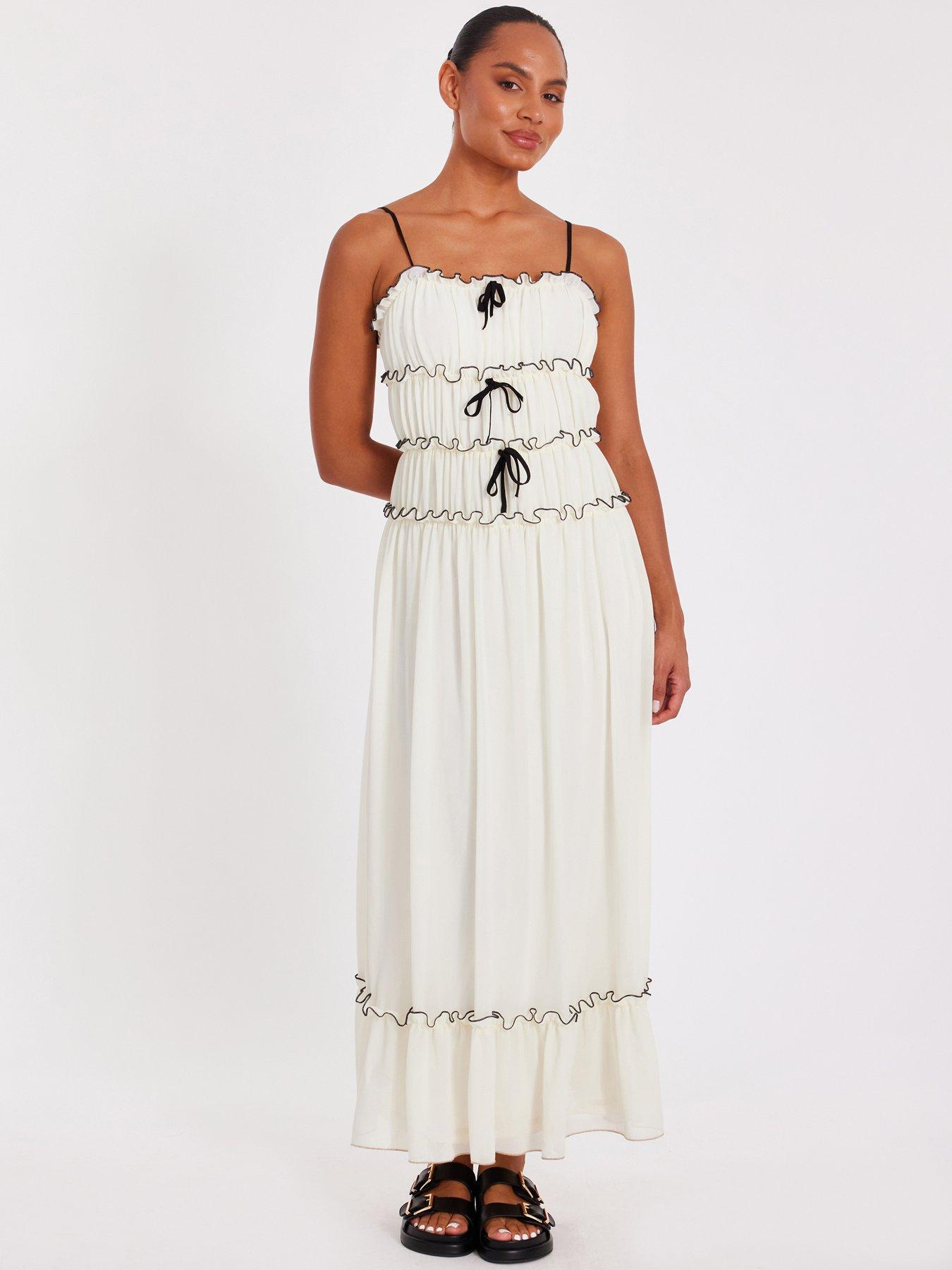 undefined White Chiffon Strappy Midaxi Dress