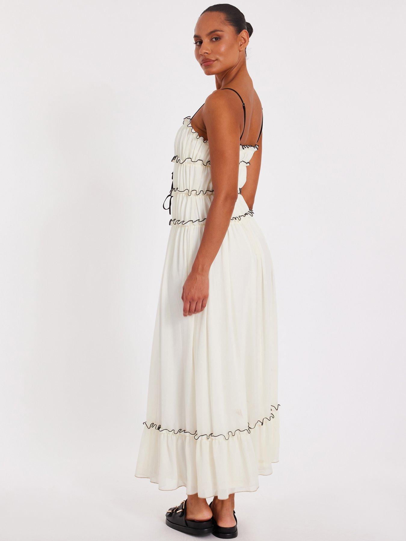 Image 2 of 6 of Quiz White Chiffon Strappy Midaxi Dress