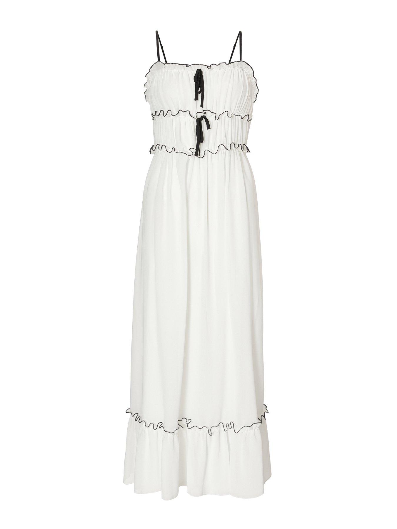 Image 4 of 6 of Quiz White Chiffon Strappy Midaxi Dress
