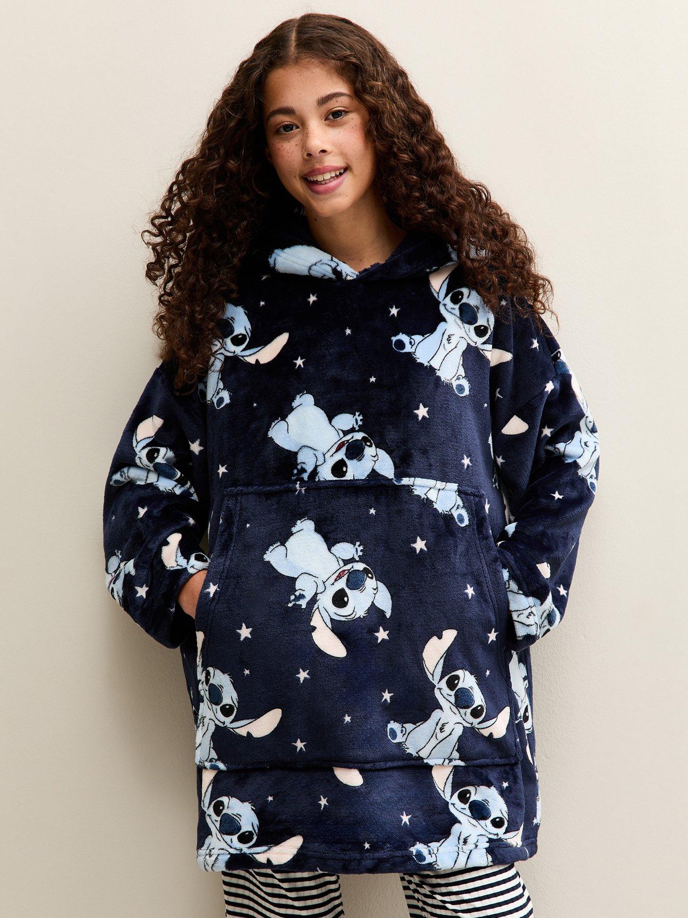 New Look 915 Girls Lilo  &  Stitch Oversized Fleece Hoodie - Blue
