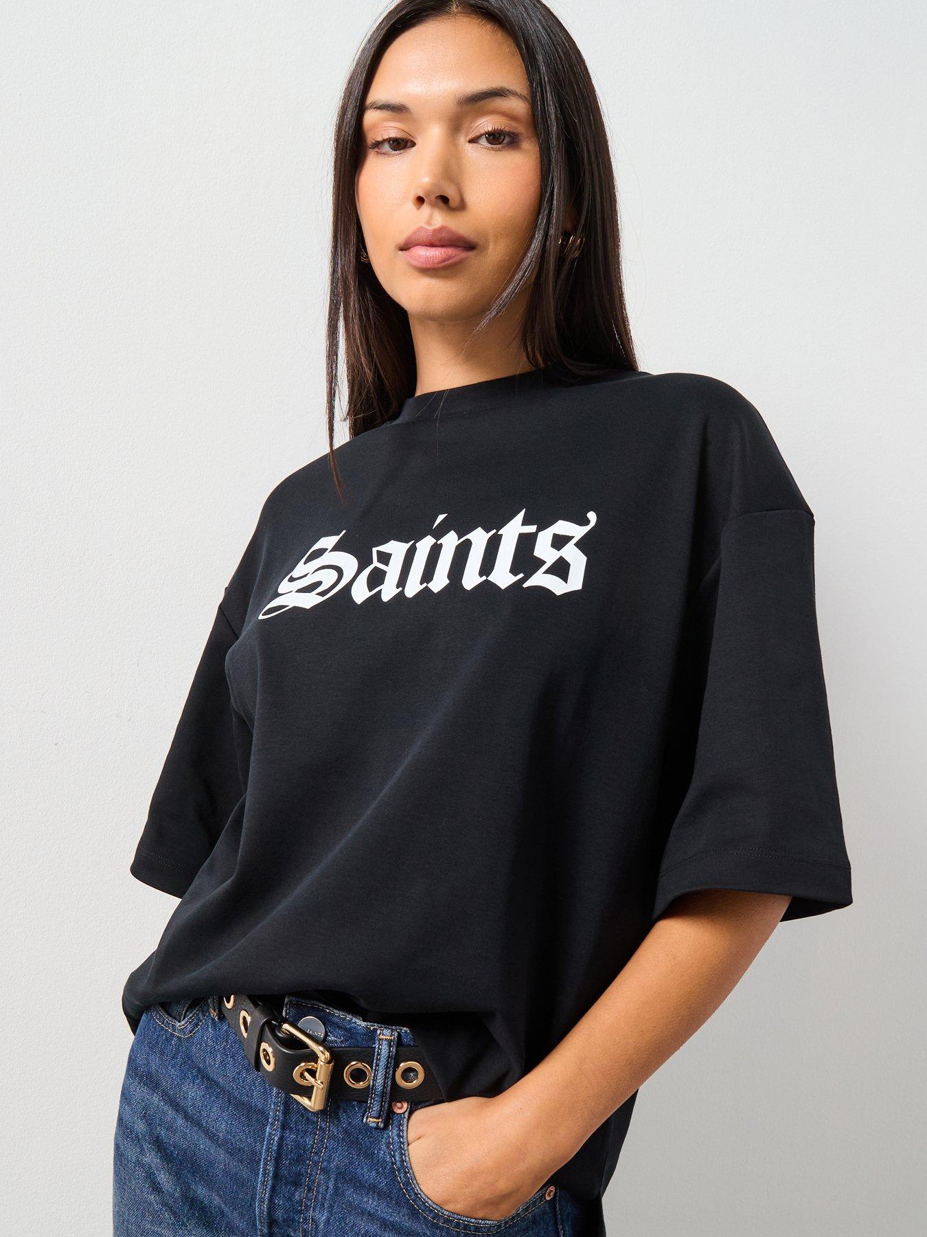 AllSaints Saint Amelie Tee, Black, Size Xs, Women