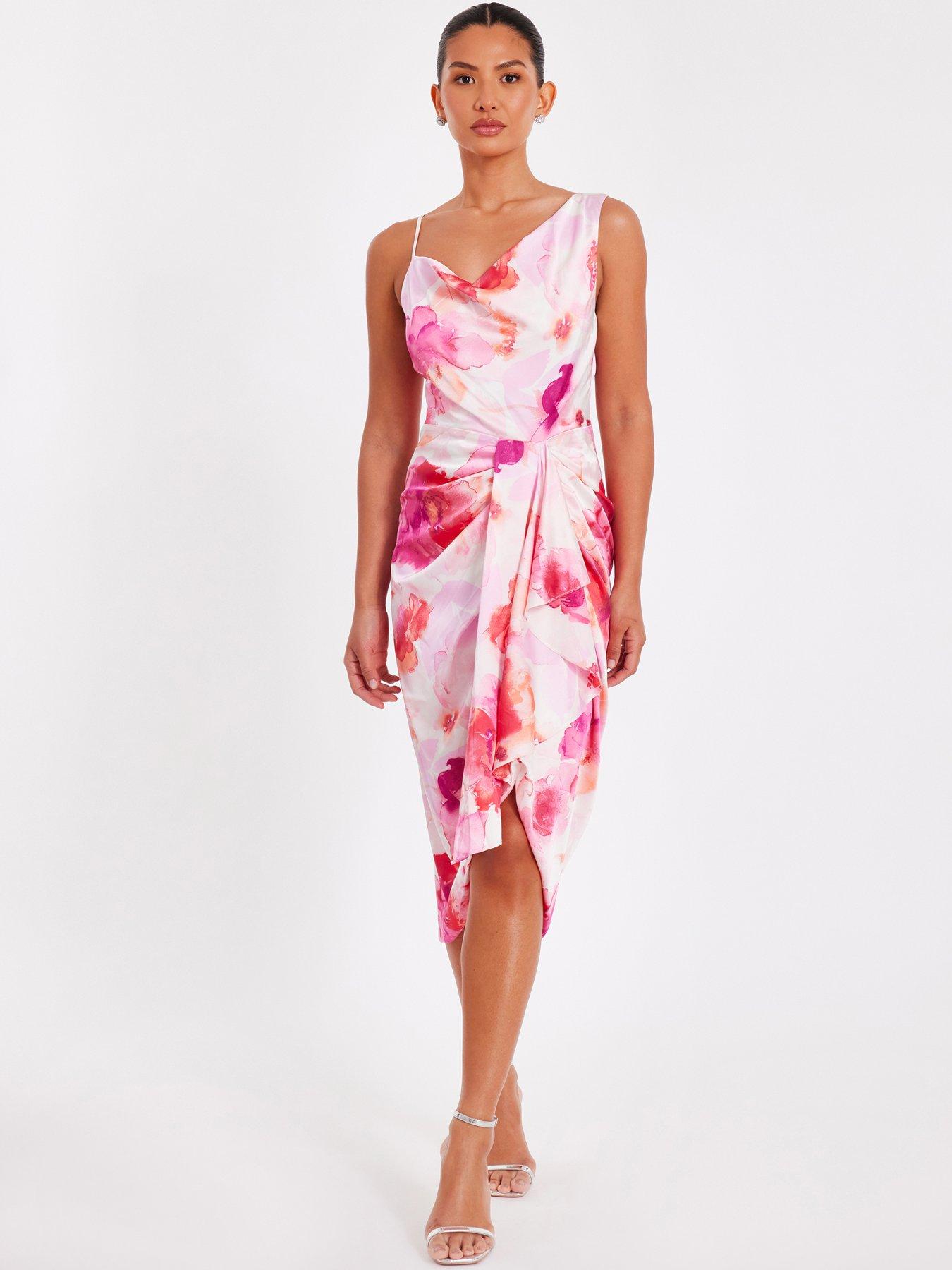 undefined Blush Floral Print Midi Dress