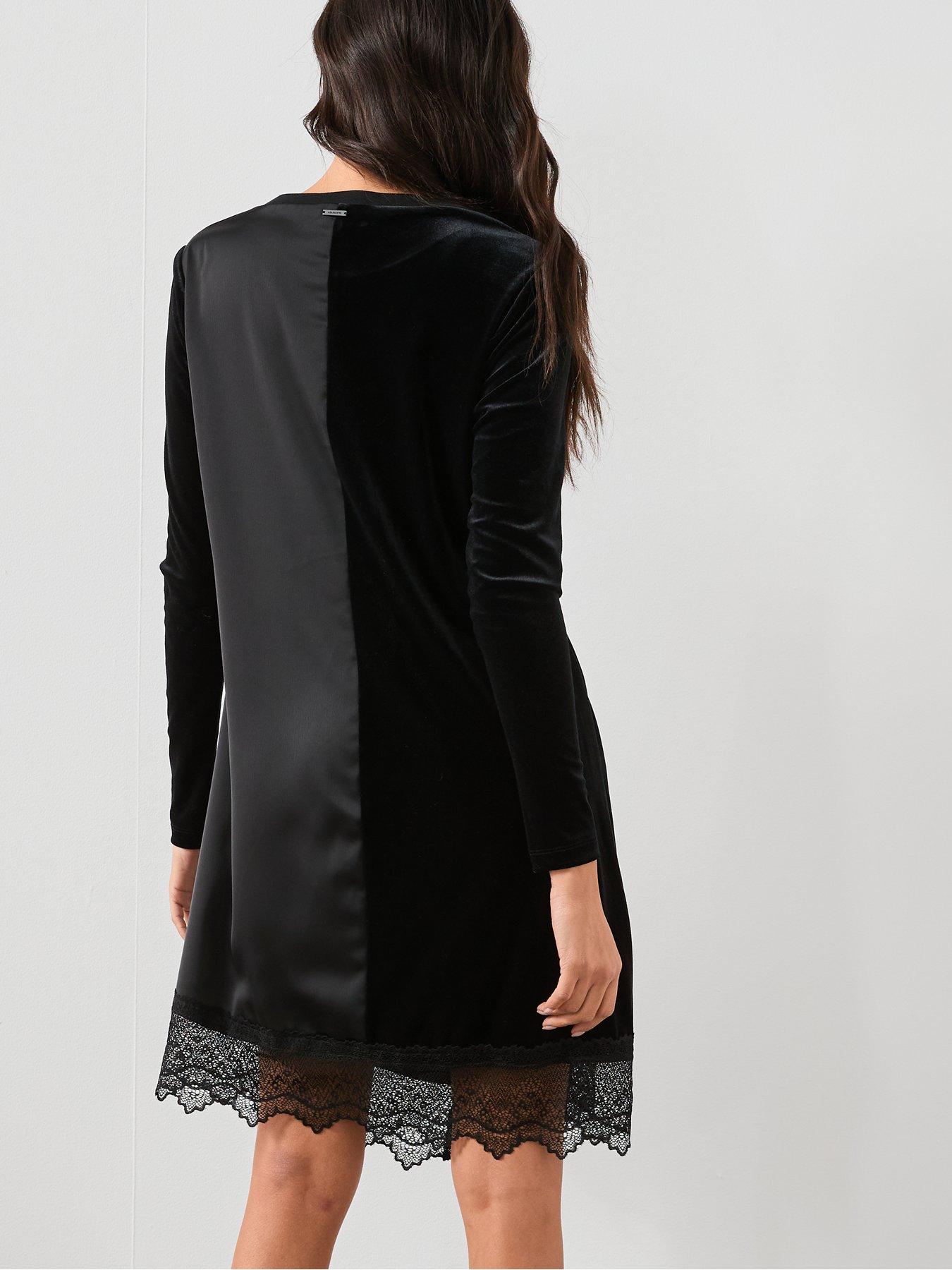 Image 2 of 5 of AllSaints Lana Velvet Dress - Black
