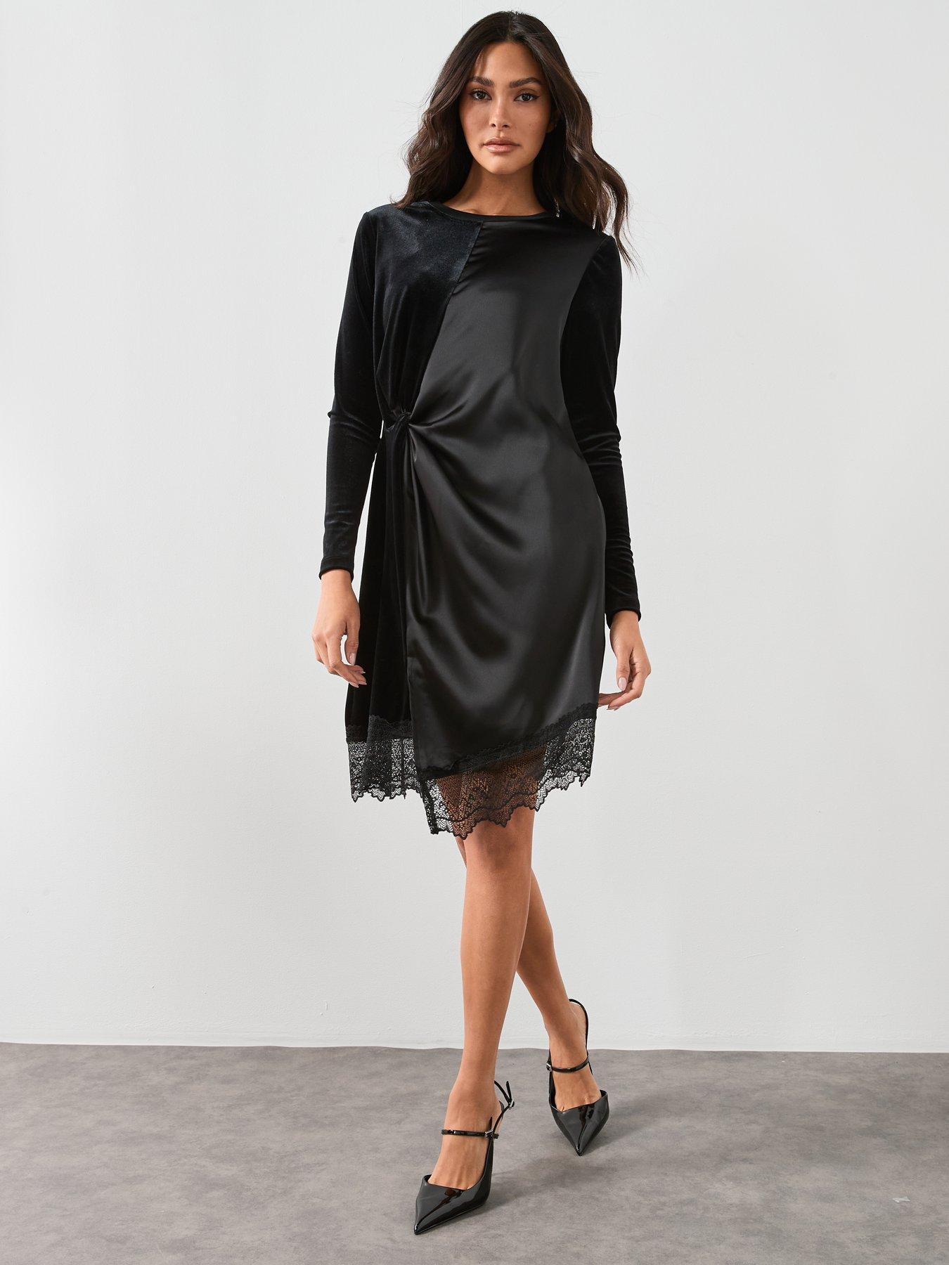 Image 3 of 5 of AllSaints Lana Velvet Dress - Black