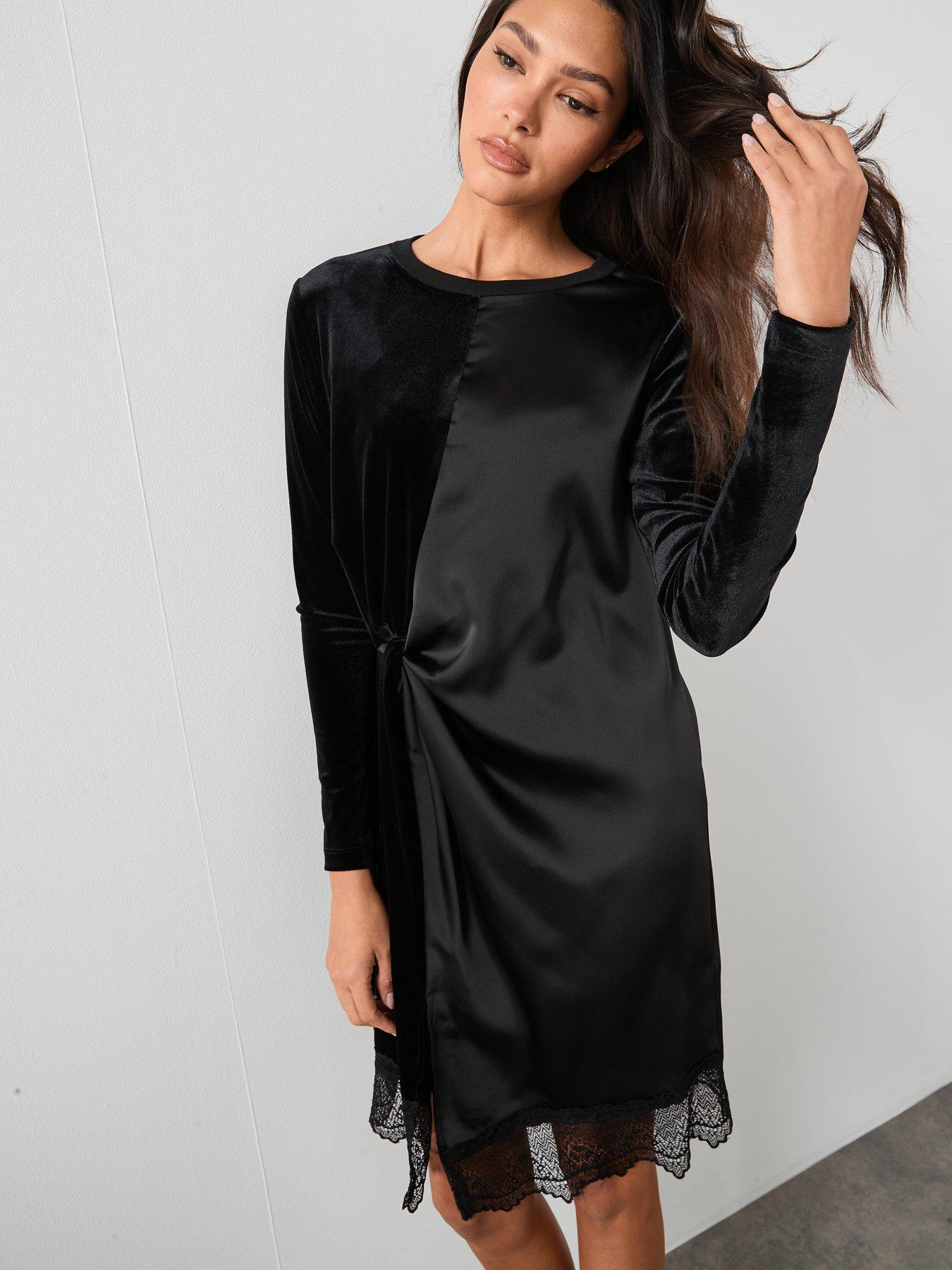 Image 4 of 5 of AllSaints Lana Velvet Dress - Black