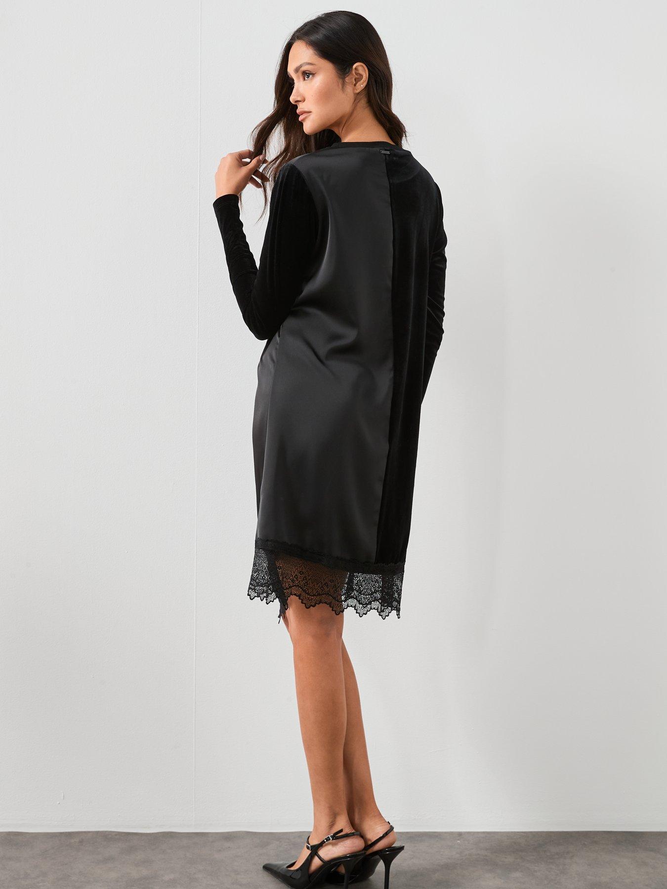 Image 5 of 5 of AllSaints Lana Velvet Dress - Black