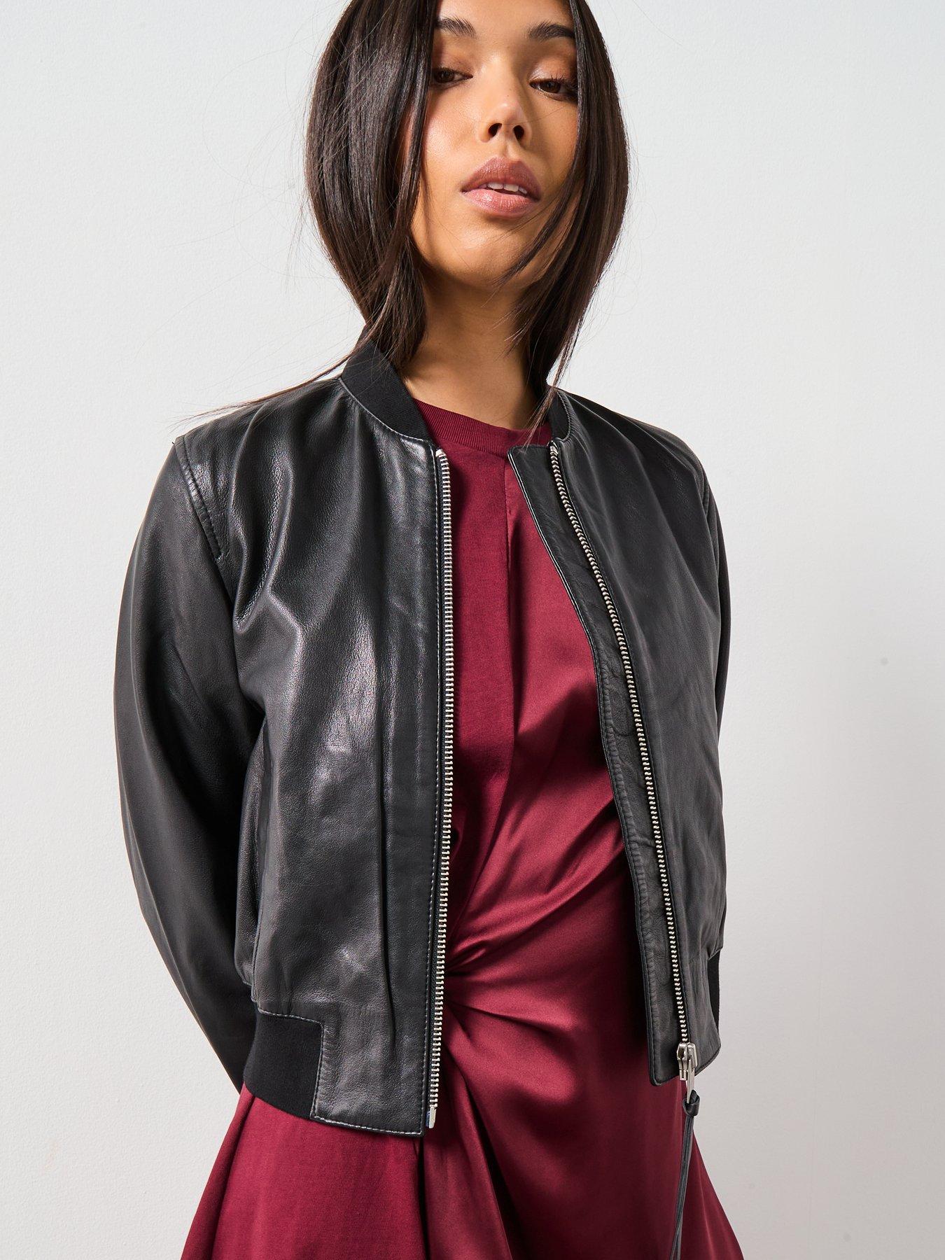 AllSaints Orten Leather Bomber Jacket - Black