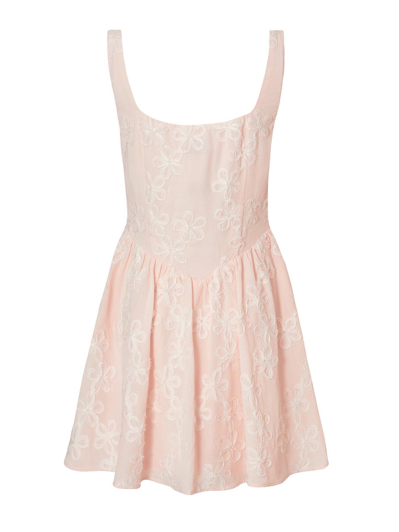 Quiz Pale Pink Chiffon Flower Skater Dress | Very