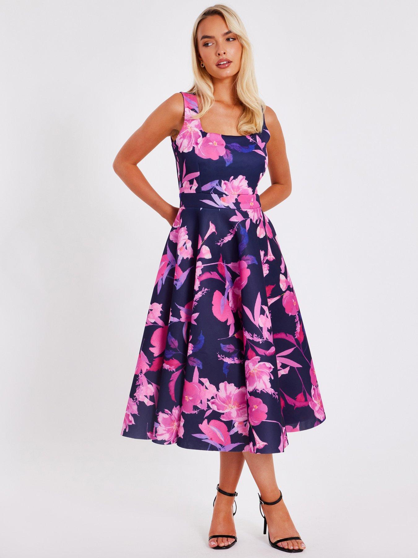 undefined Navy Floral Midaxi Dress