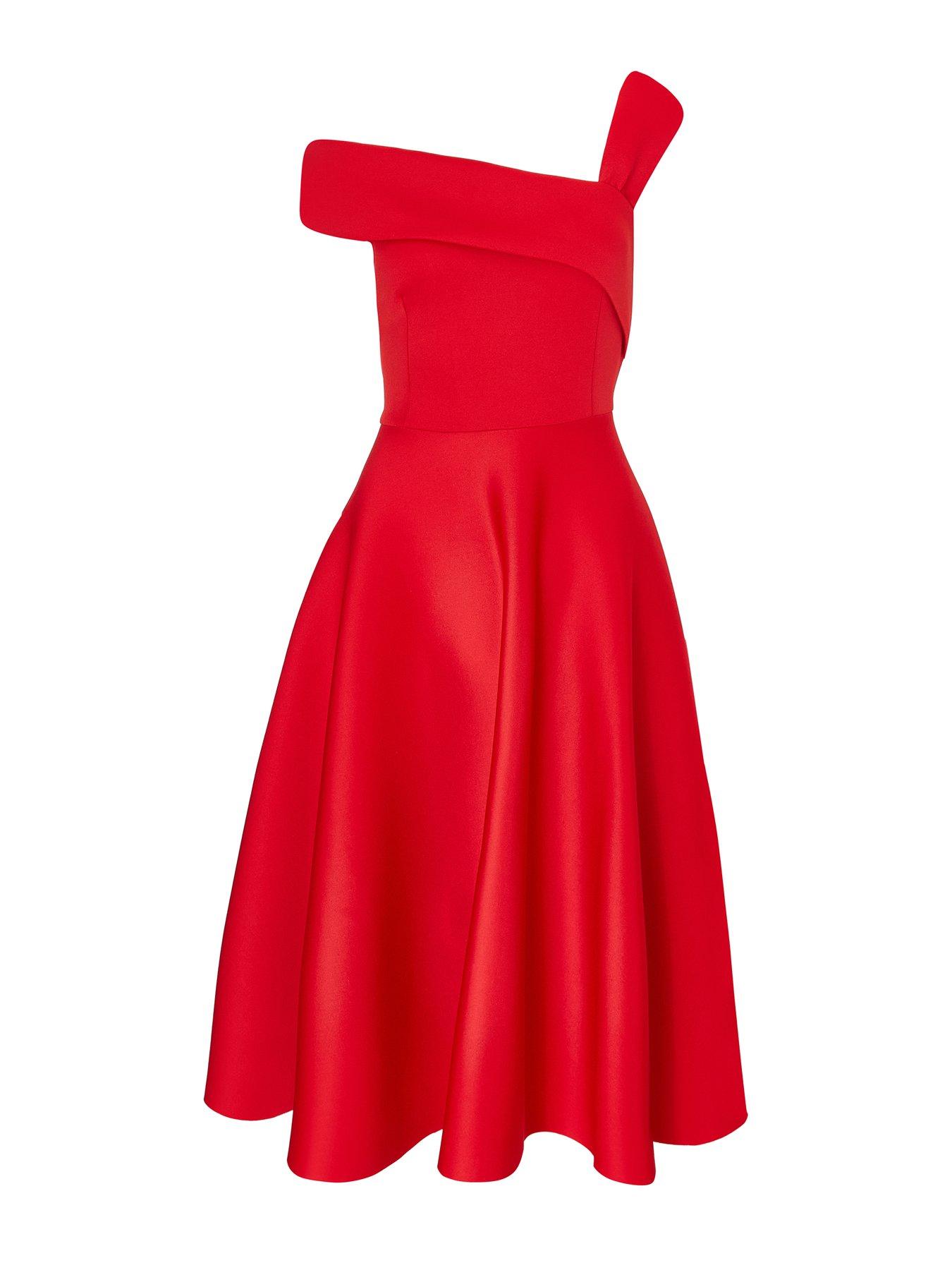 Image 4 of 6 of Quiz Red Asymmetric Midi Dress