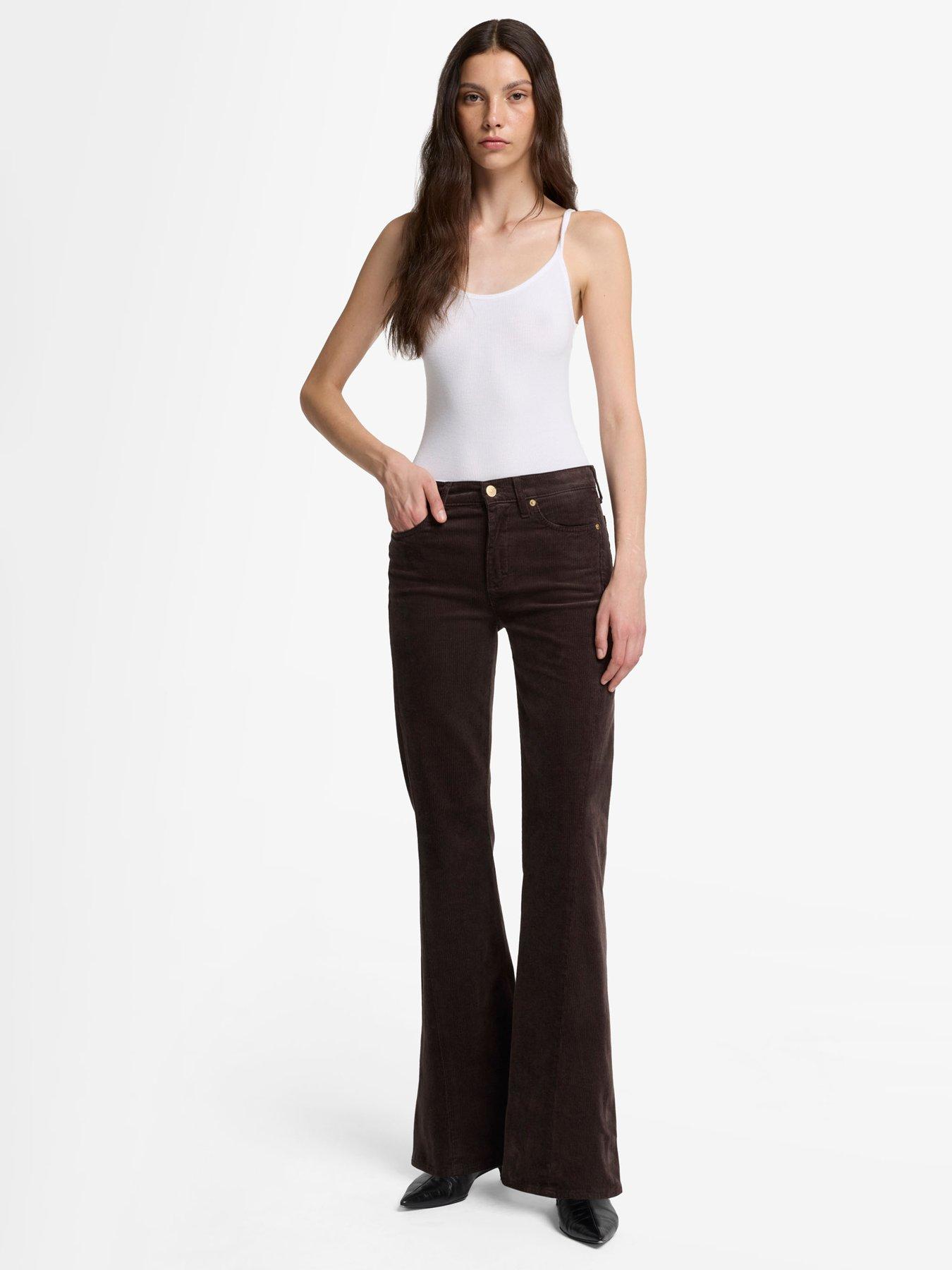 Image 3 of 6 of 7 FOR ALL MANKIND Corduroy Twisted Dojo Tailorless Flare Jeans - Dark Brown
