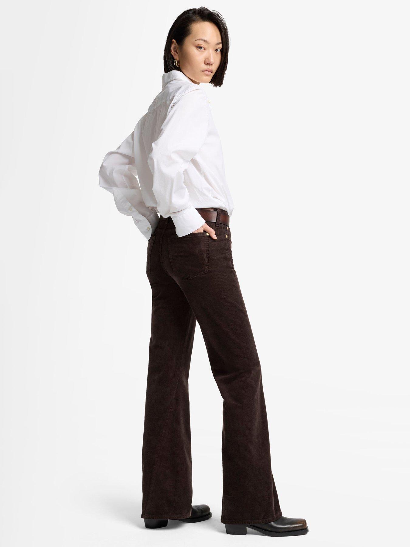 Image 4 of 6 of 7 FOR ALL MANKIND Corduroy Twisted Dojo Tailorless Flare Jeans - Dark Brown