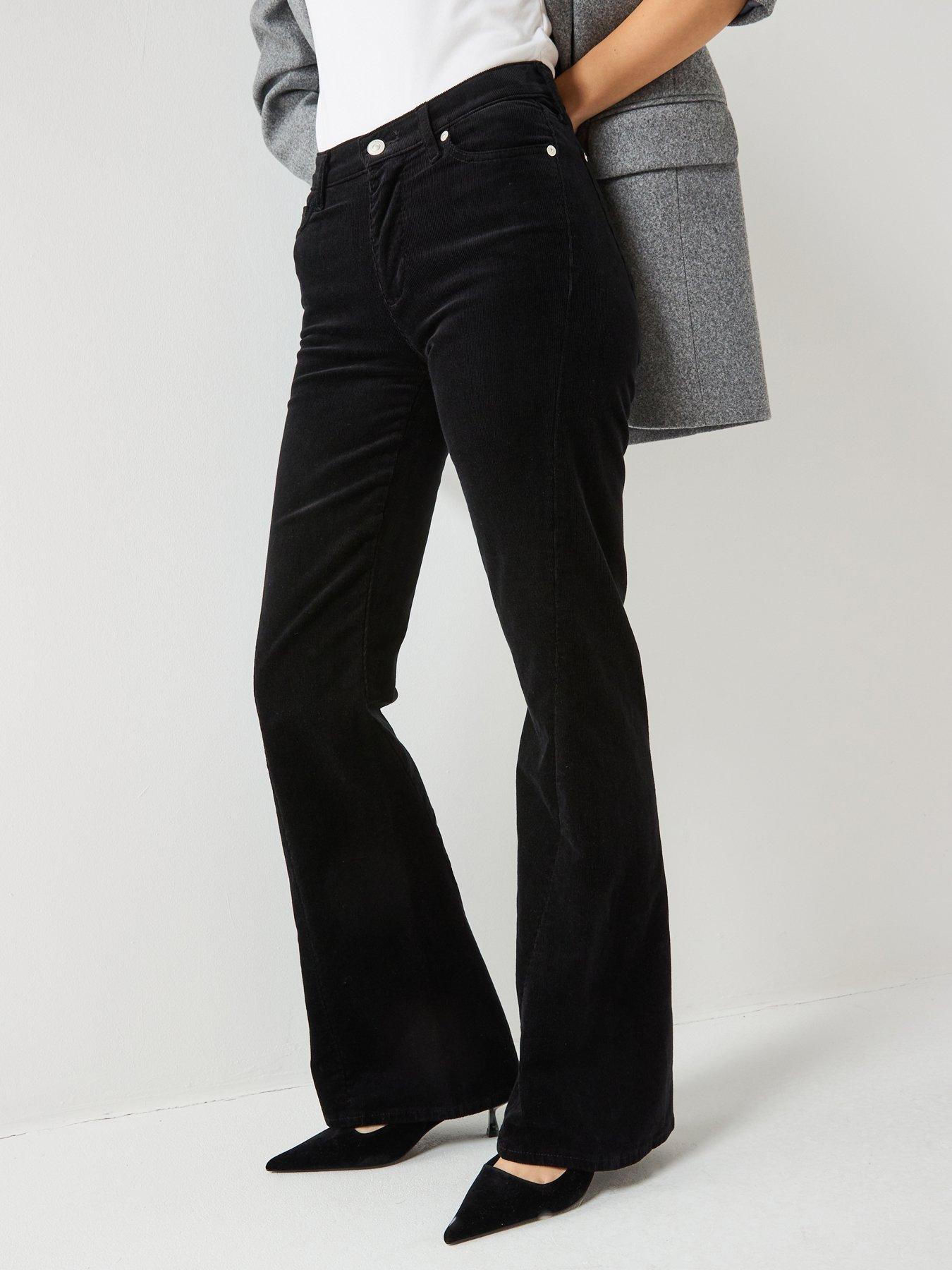 7 FOR ALL MANKIND Corduroy Twisted Dojo Tailorless Flare Jeans - Black