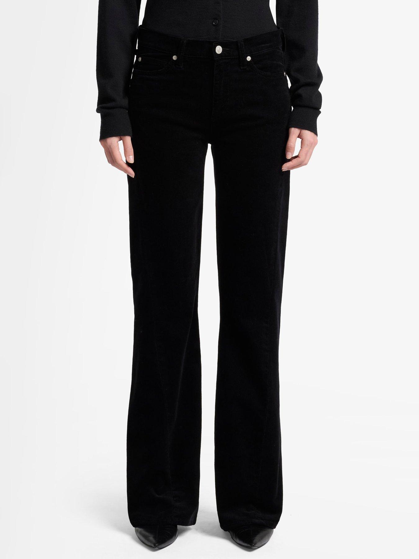 7 FOR ALL MANKIND Corduroy Twisted Dojo Tailorless Flare Jeans - Black