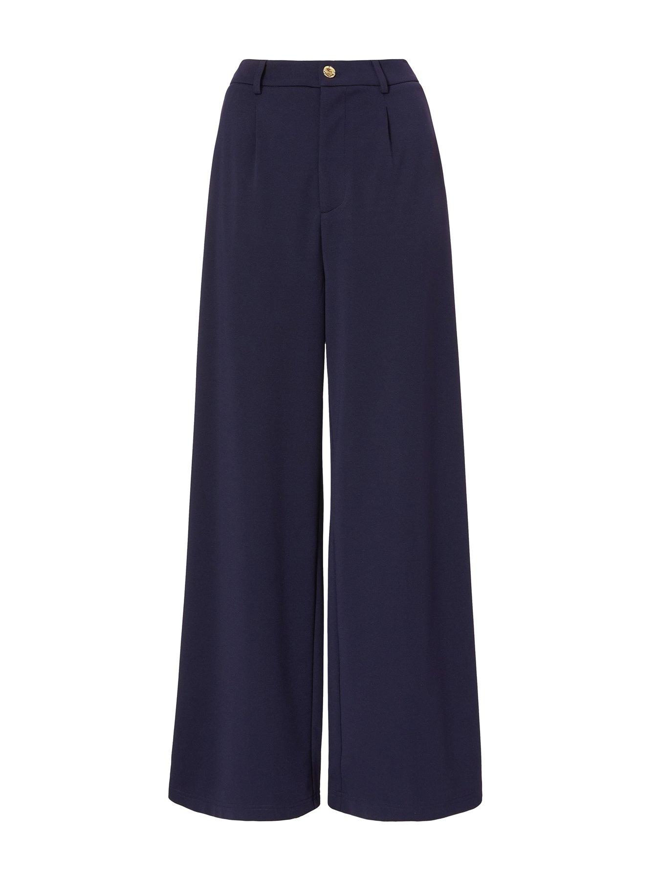 Image 4 of 6 of Quiz Navy Wide Leg Trousers