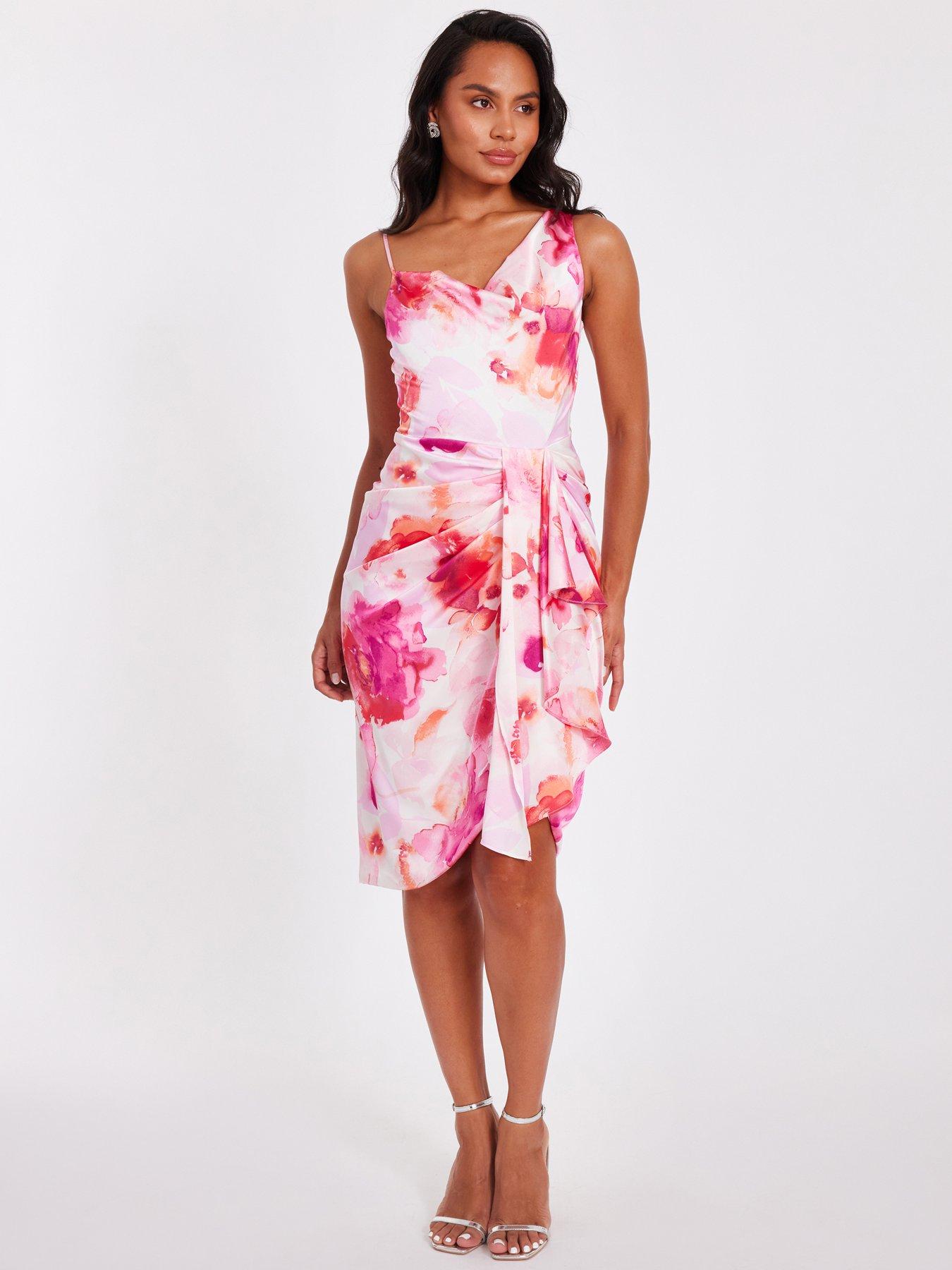 undefined Petite Blush Floral Print Midi Dress