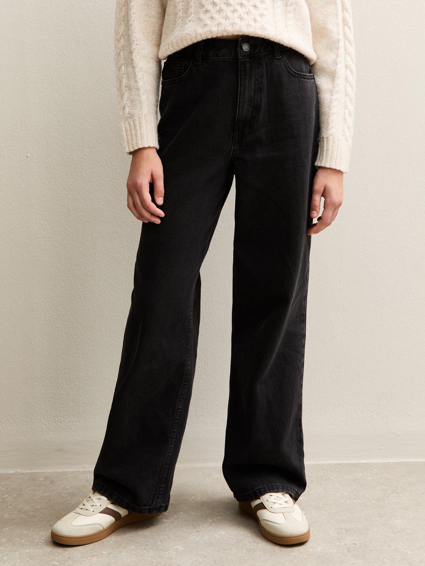 New Look 915 Girls Denim Wide Leg Jeans - Black