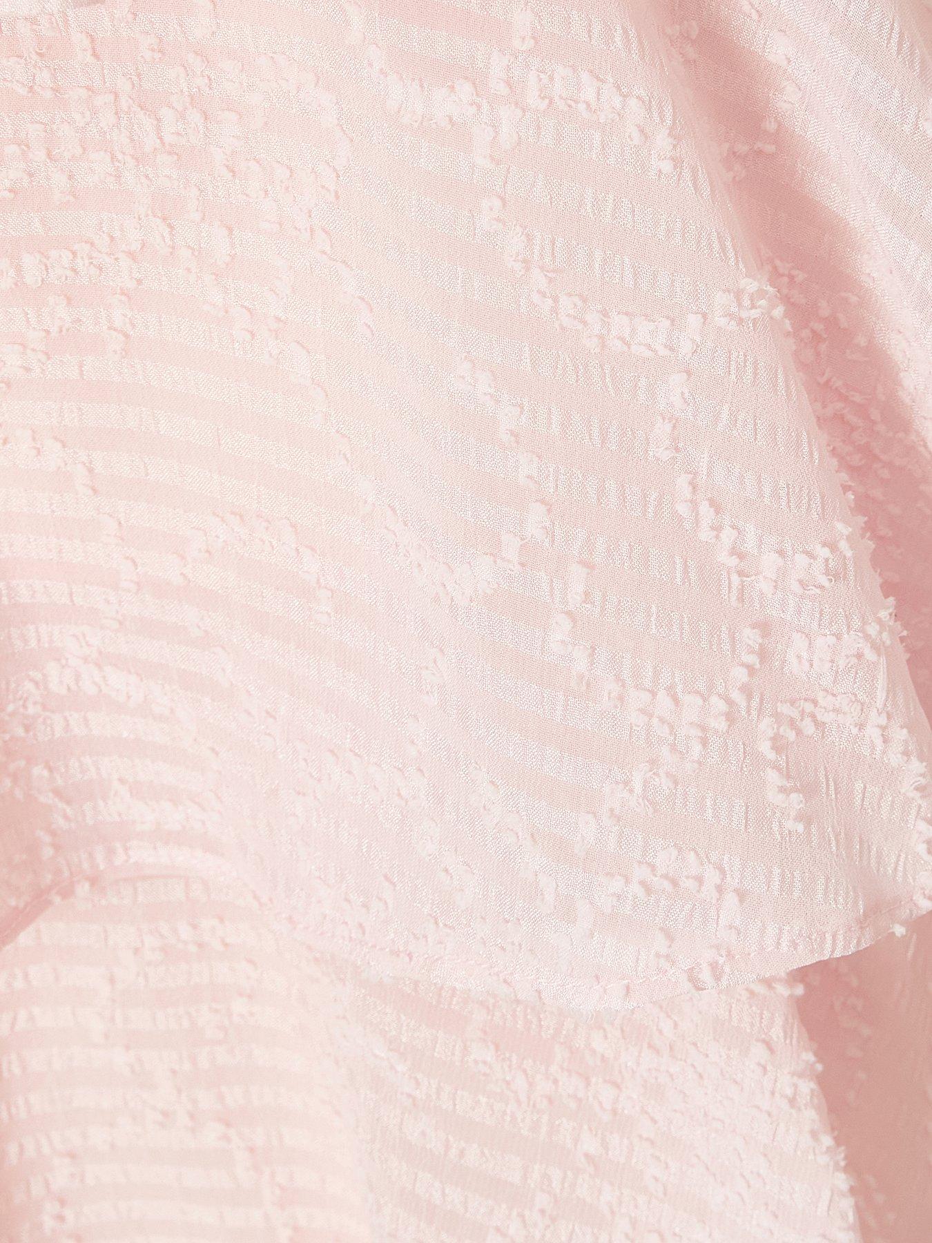 strapless open back dress Baby Pink Butterfly Chiffon Waist Tie Mini Dress
