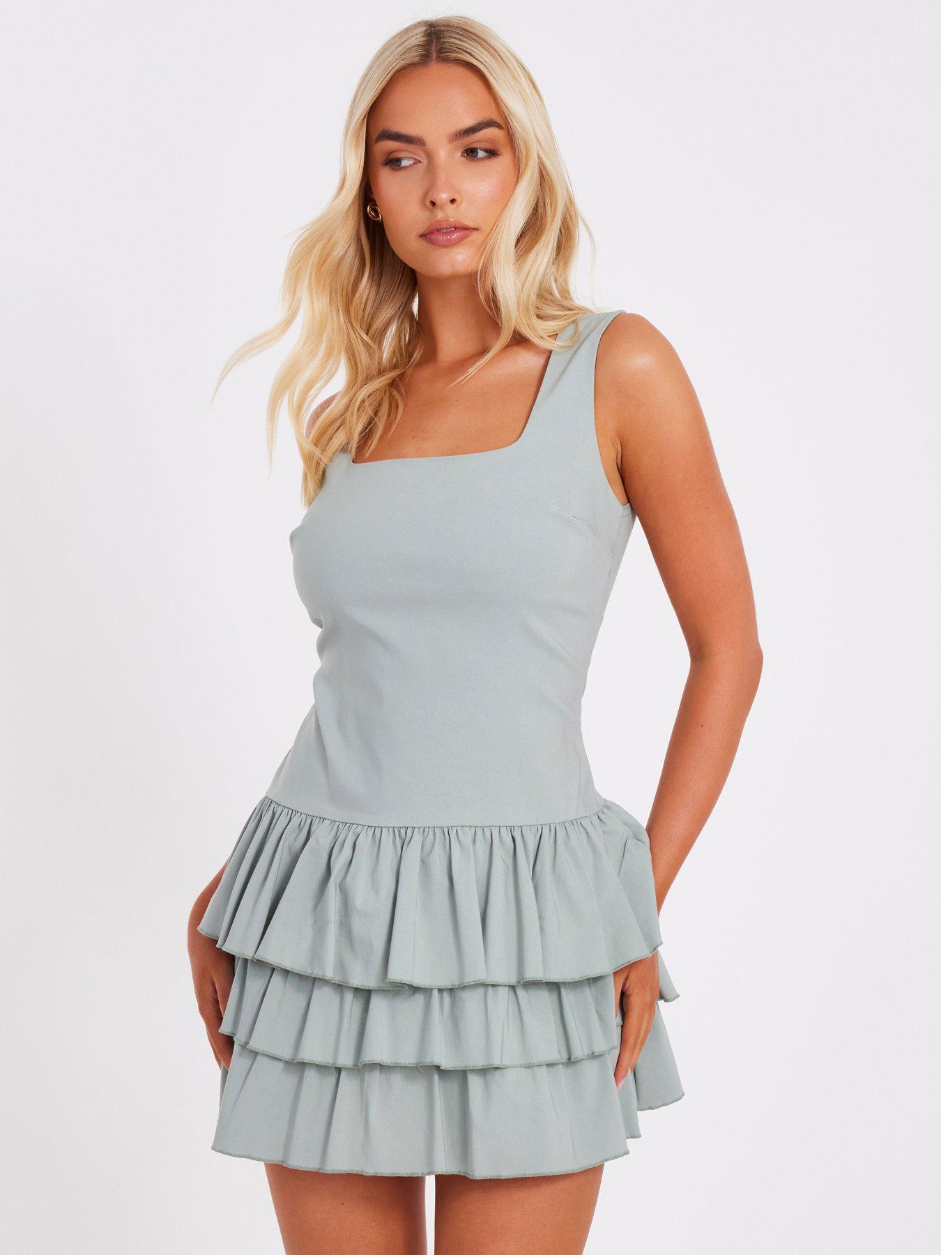undefined Sage Tiered Mini Dress