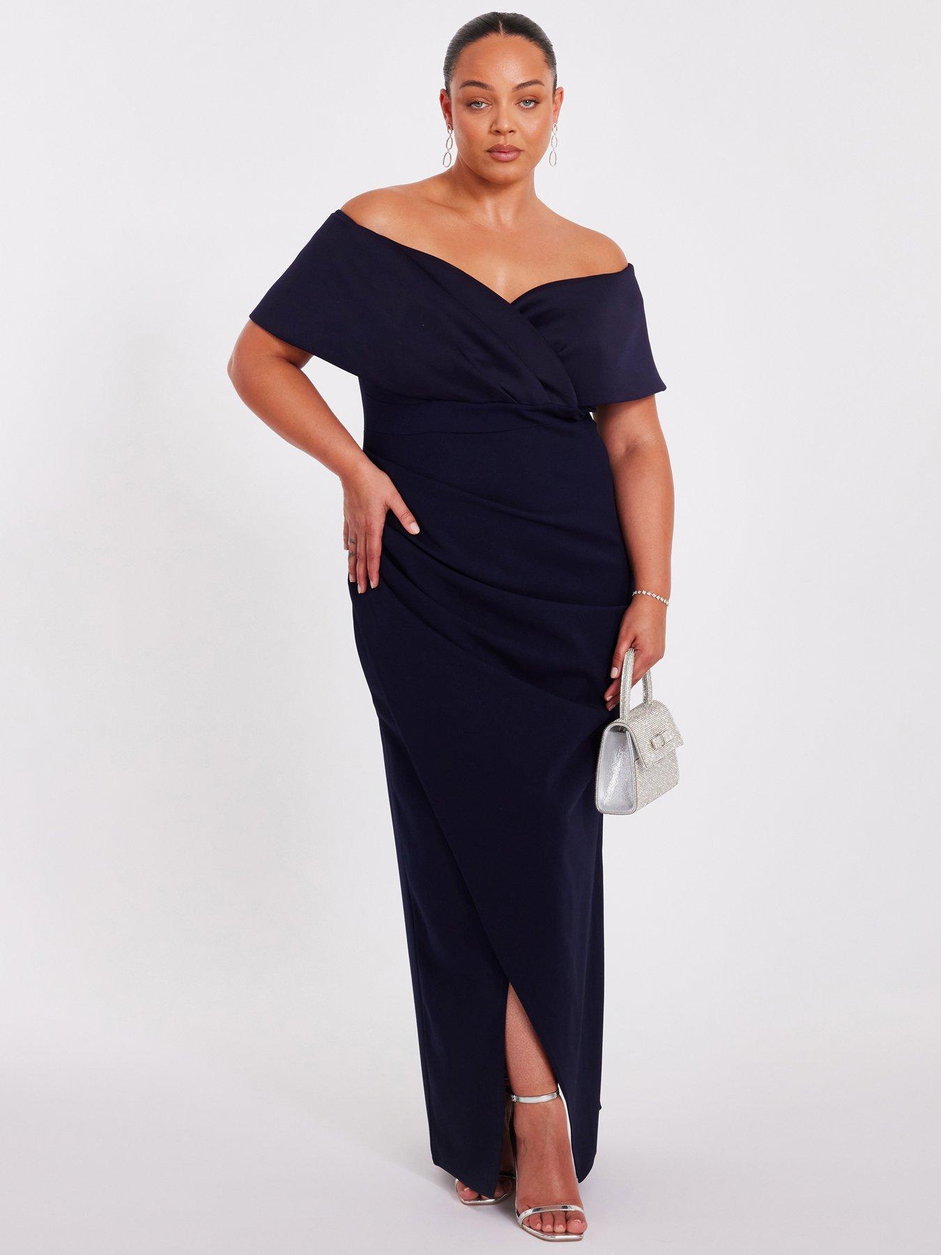 undefined Curve Navy Bardot Maxi Dress