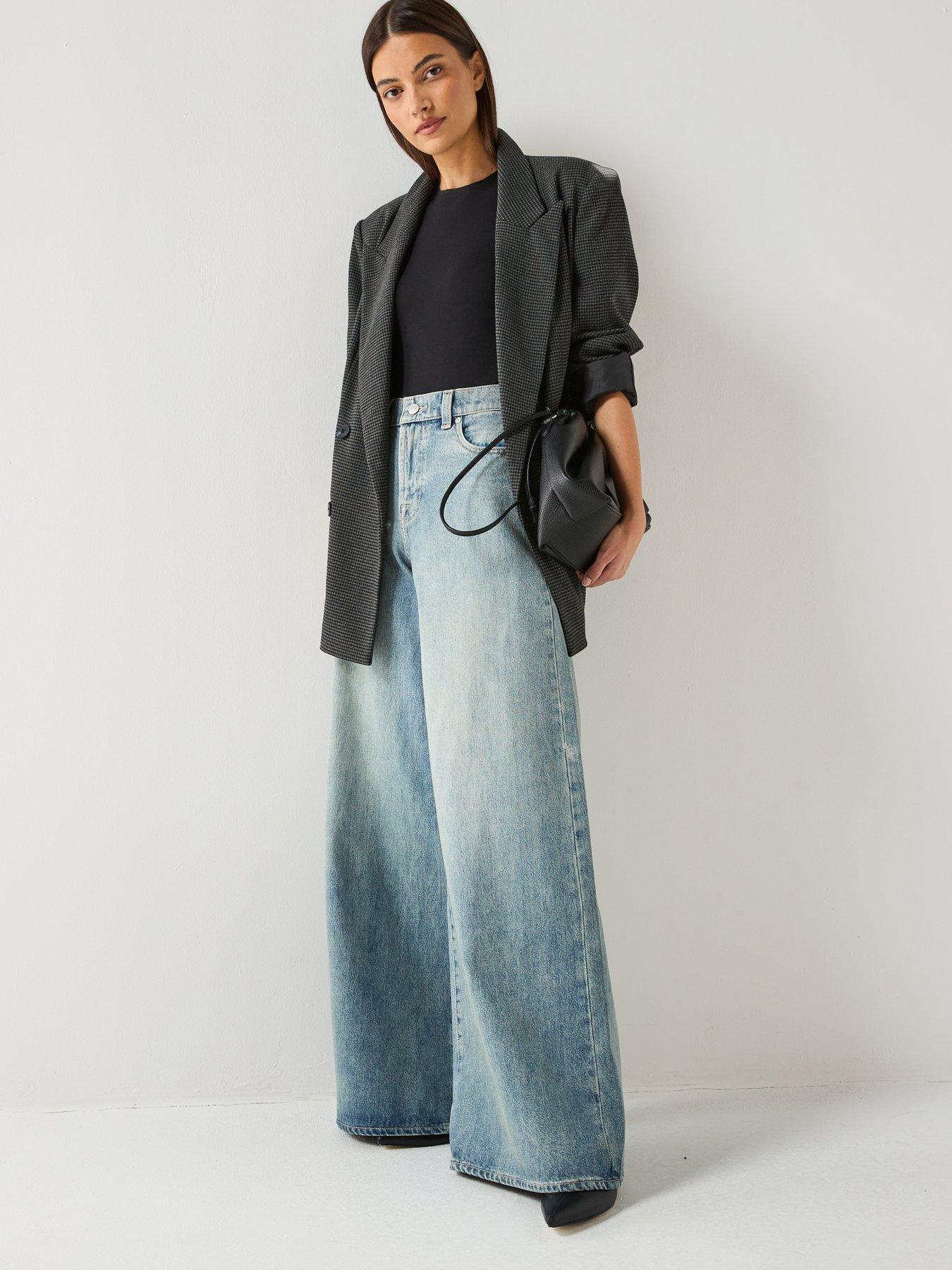 7 FOR ALL MANKIND Coated Marie Wide Leg Jeans - Mid Wash