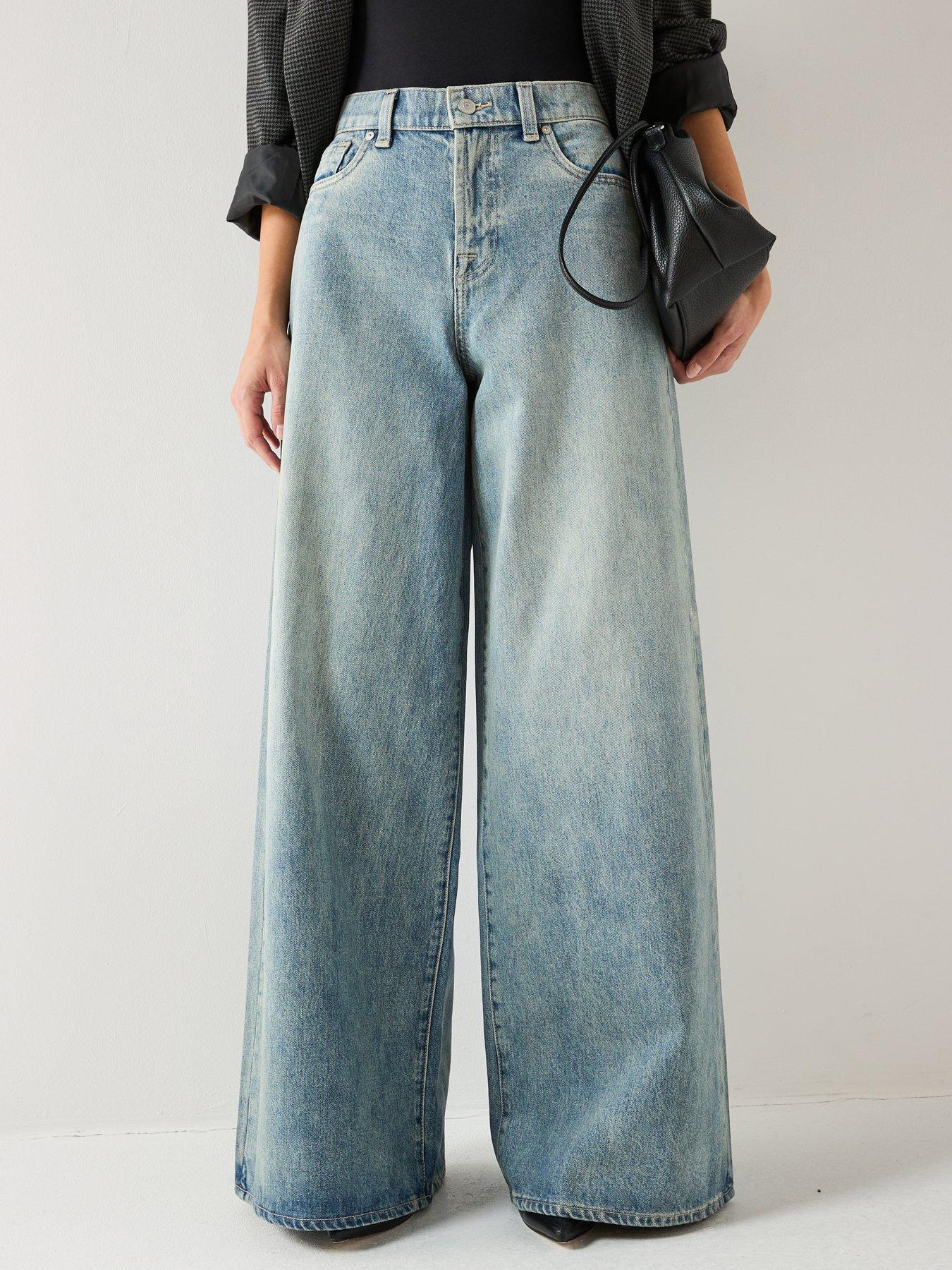 Image 2 of 6 of 7 FOR ALL MANKIND Coated Marie Wide Leg Jeans - Mid Wash