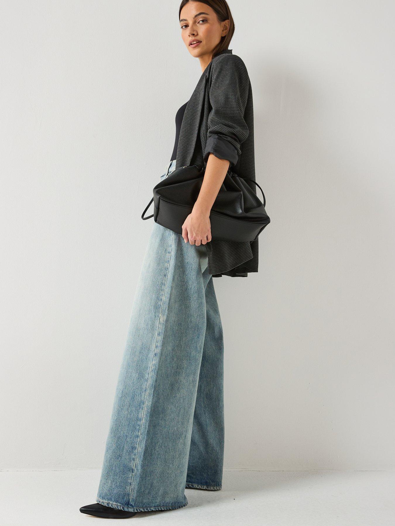 Image 3 of 6 of 7 FOR ALL MANKIND Coated Marie Wide Leg Jeans - Mid Wash
