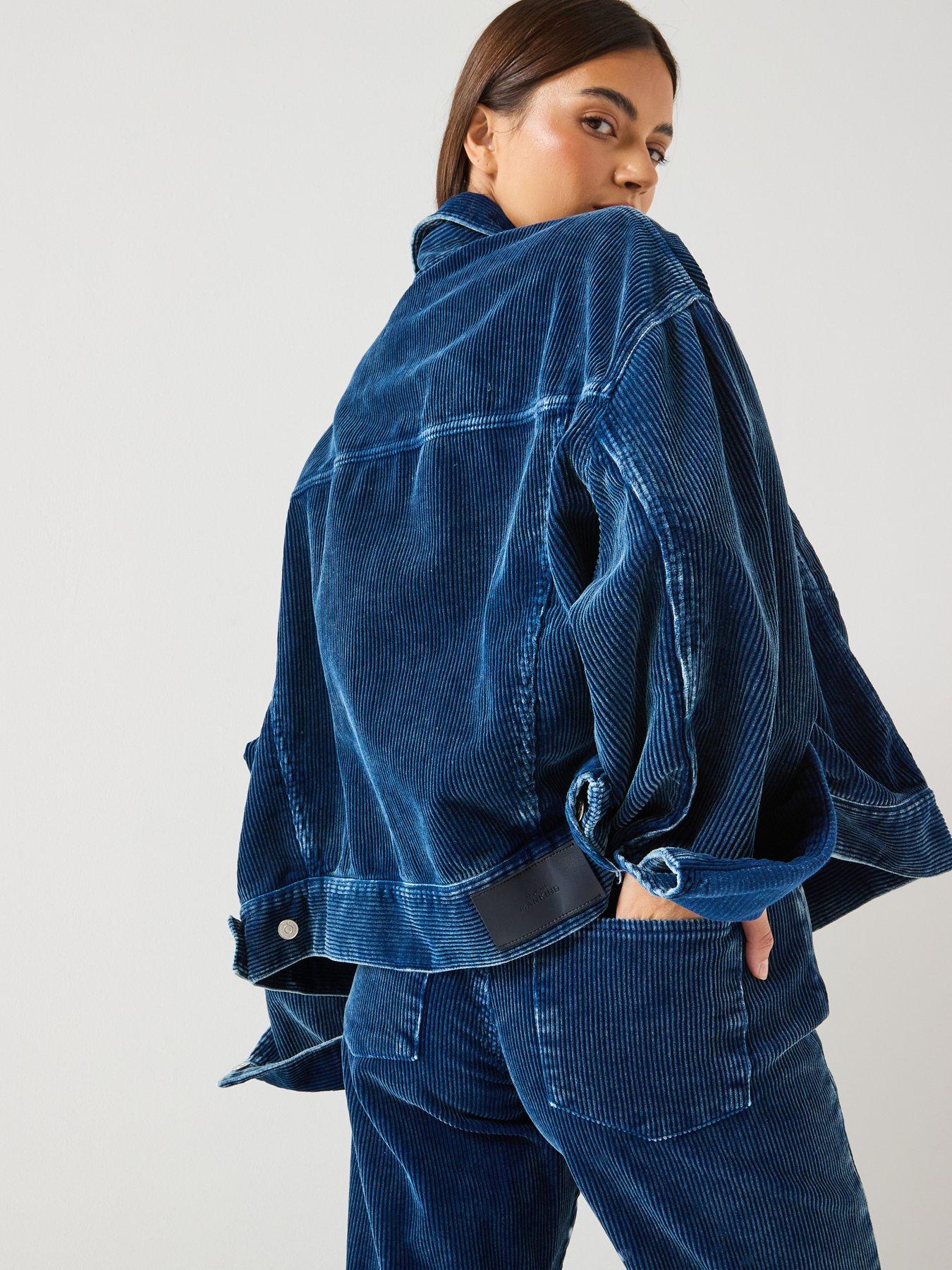 Image 2 of 6 of 7 FOR ALL MANKIND Corduroy Oli Cropped Trucker - Dark Wash