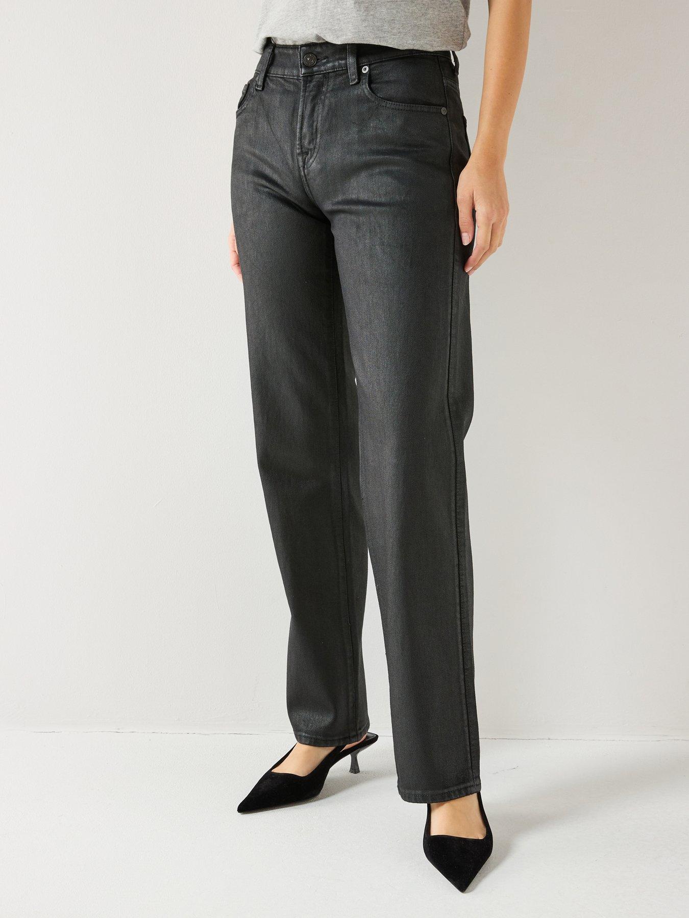 Image 1 of 6 of 7 FOR ALL MANKIND Coated Comfort Calie Straight Jeans - Black