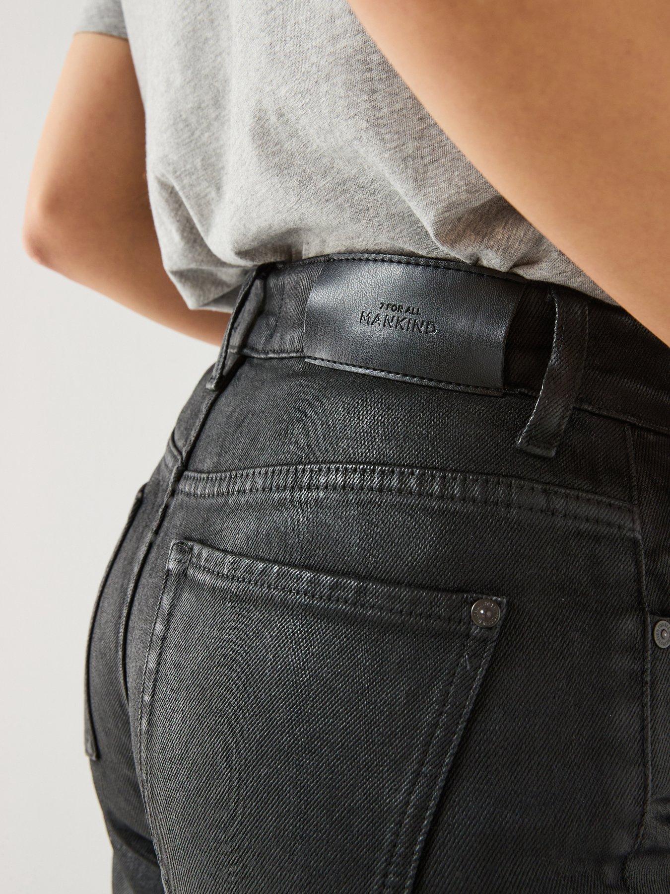 Image 4 of 6 of 7 FOR ALL MANKIND Coated Comfort Calie Straight Jeans - Black