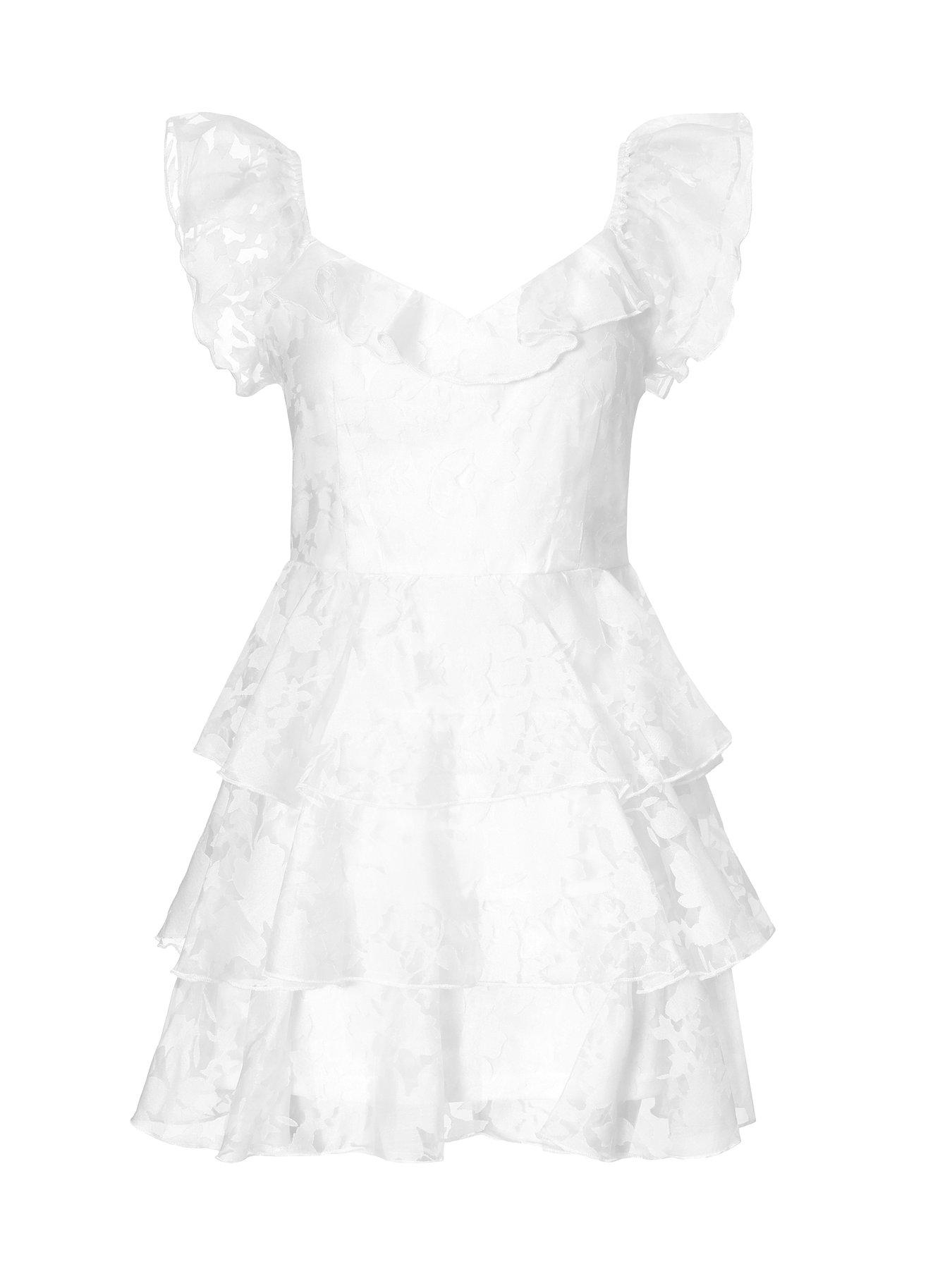 Quiz White Chiffon Floral Skater Dress | Very