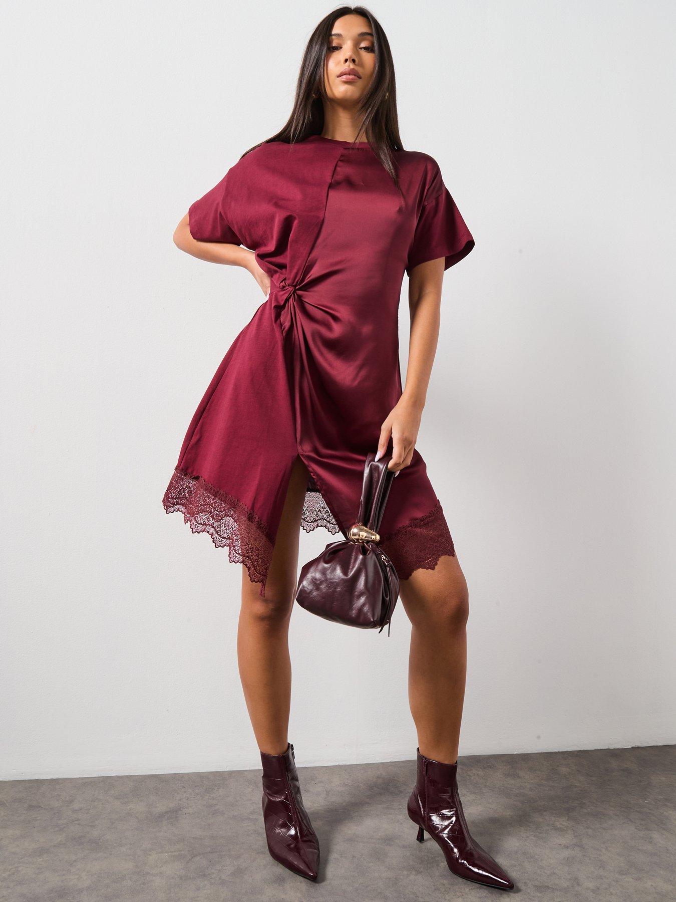 AllSaints Lana Lace Dress - Dark Red