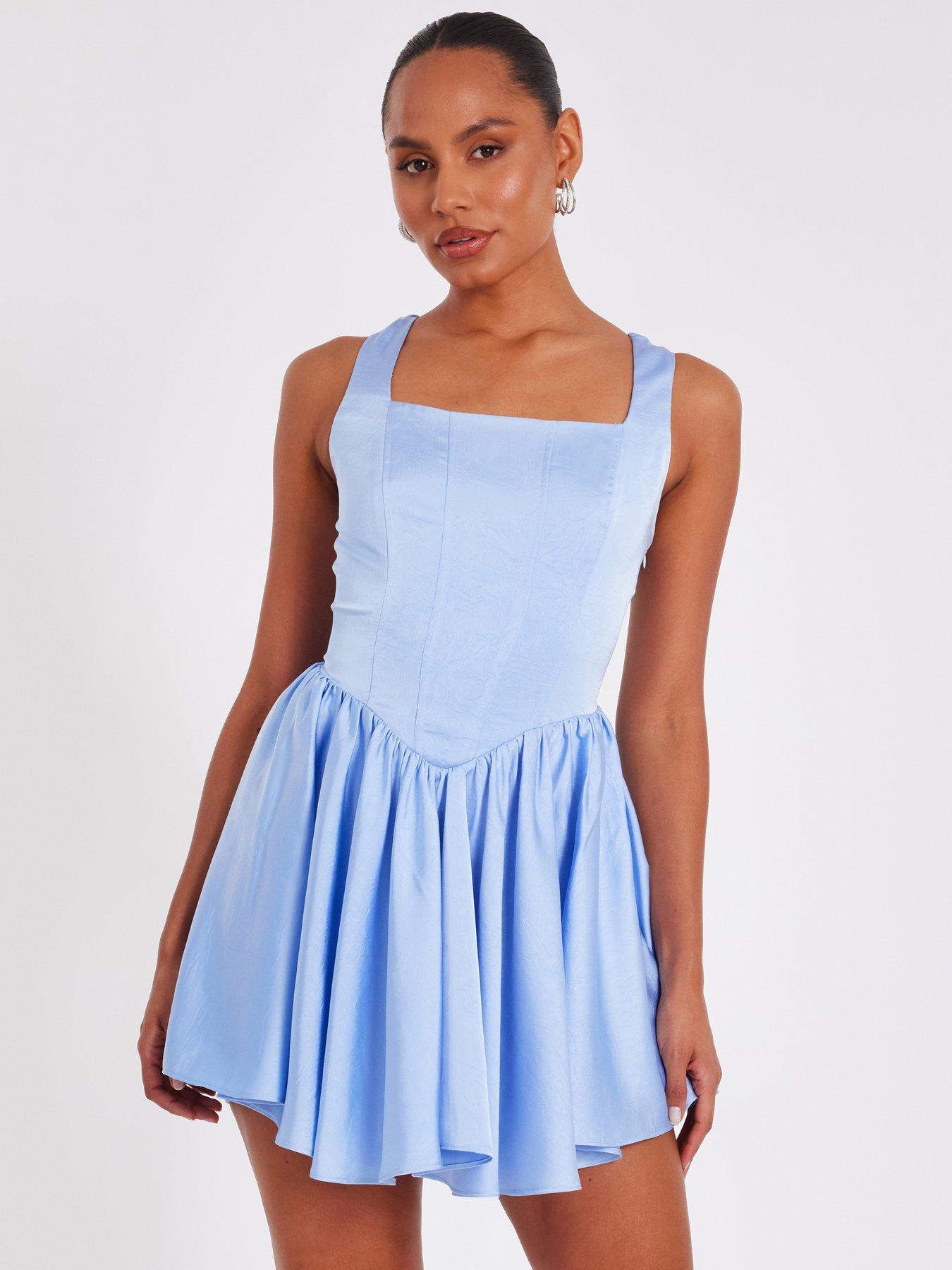 navy cotton tiered dress Standard / S Midnight Smocked Waist Midi for Women – Business Casual & Everyday Wear Size (FR):48 Shirred band on the 2400-616LDJ-Cream Pink Green White V-Neck Knee-Length Chiffon