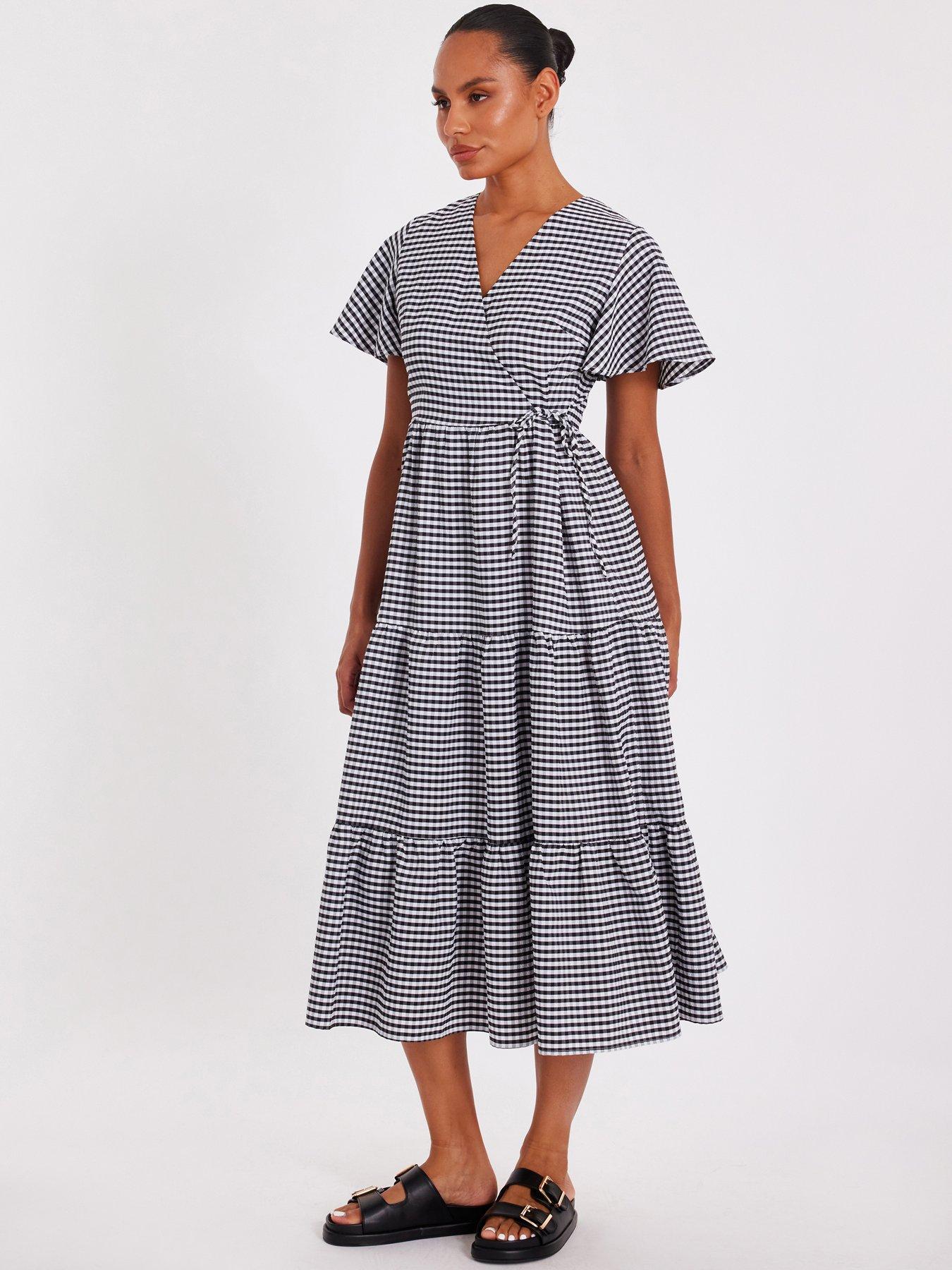 undefined White Gingham Midaxi Dress